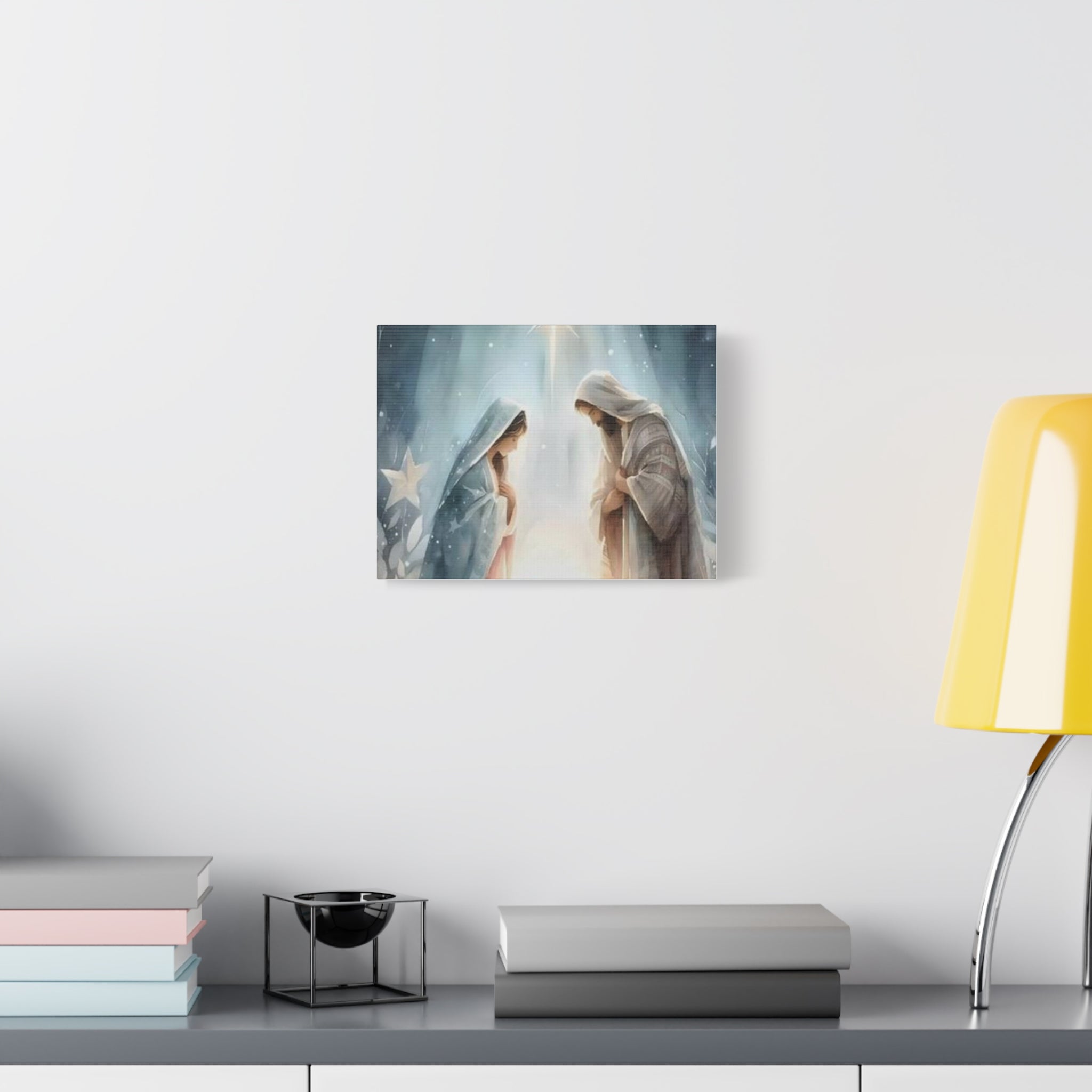 Holy Family Nativity Canvas Wall Art – Mary and Joseph Christian Christmas Artwork, Faith-Inspired Home Décor