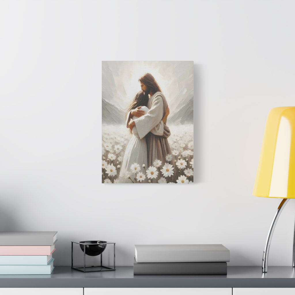 Jesus Embrace Canvas Wall Art – Christian Faith Artwork of Christ’s Love | Inspirational Christian Home Décor