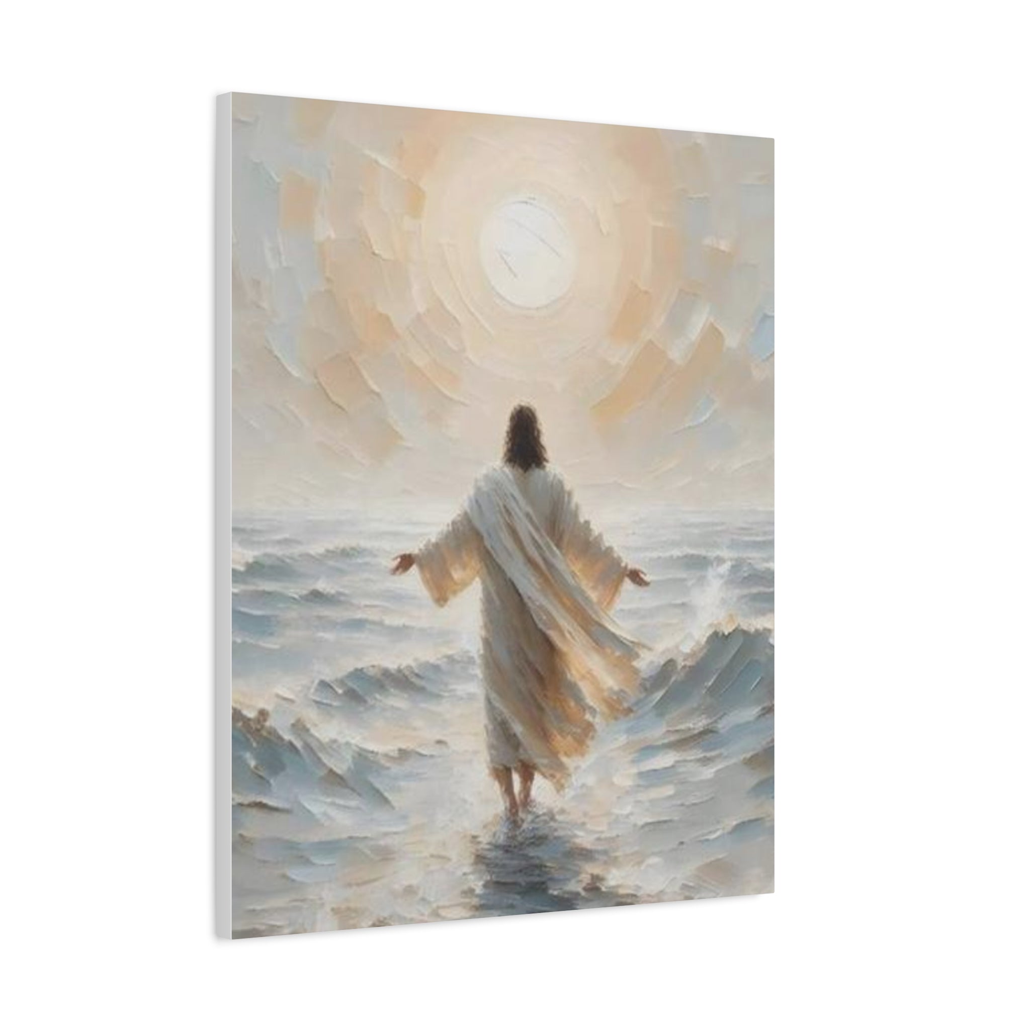 Jesus Walking on Water Canvas Wall Art – Christian Faith Ocean Artwork | Inspirational Christian Home Décor