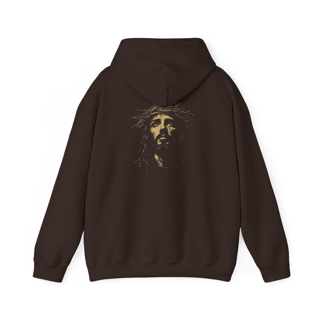 Christian Hoodie with Jesus Portrait Back Graphic – Faith-Based Unisex Sweatshirt | Inspirational Religious Apparel