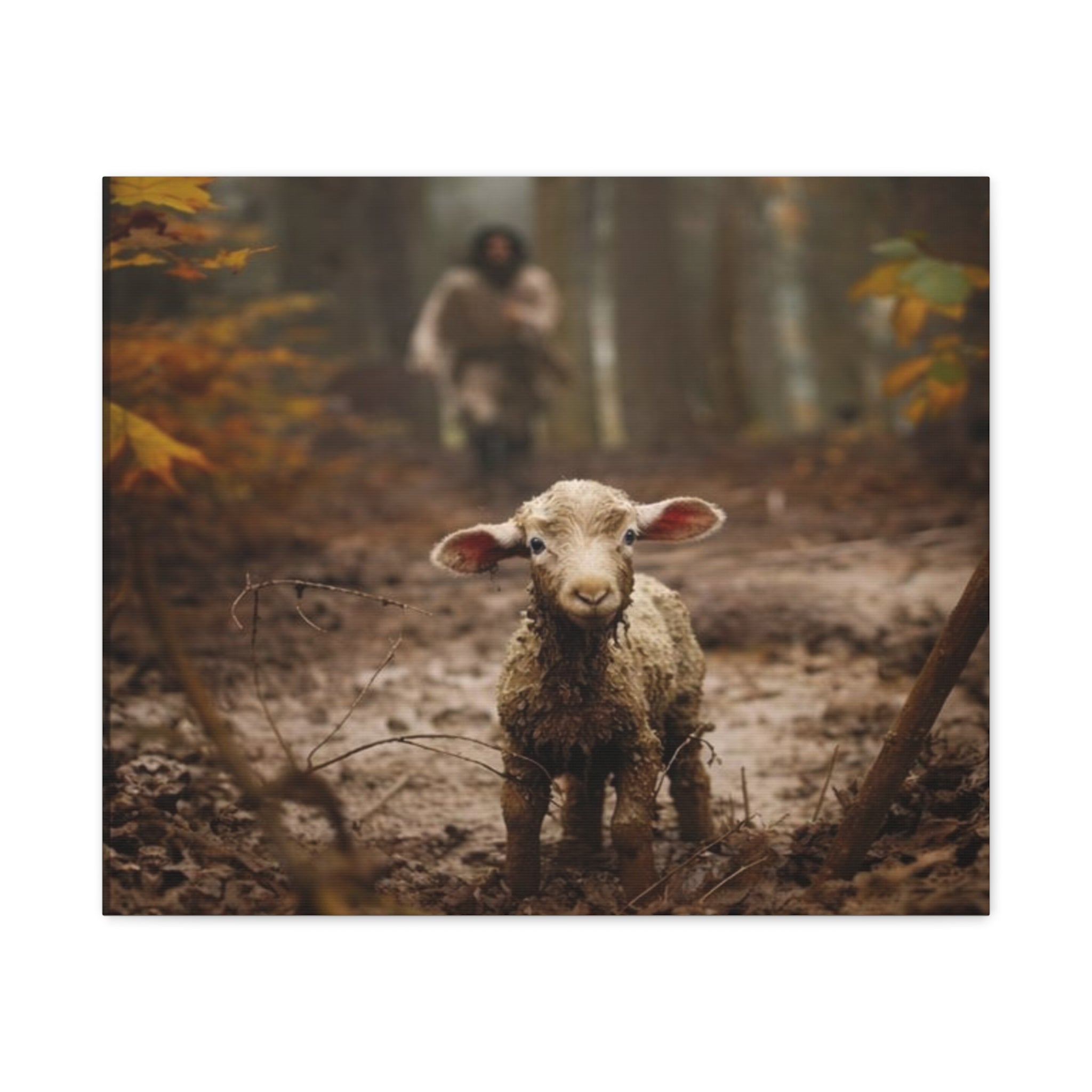 The Lost Lamb Canvas Wall Art | Faith-Inspired Christian Home Décor | Shepherd & Lamb Biblical Artwork
