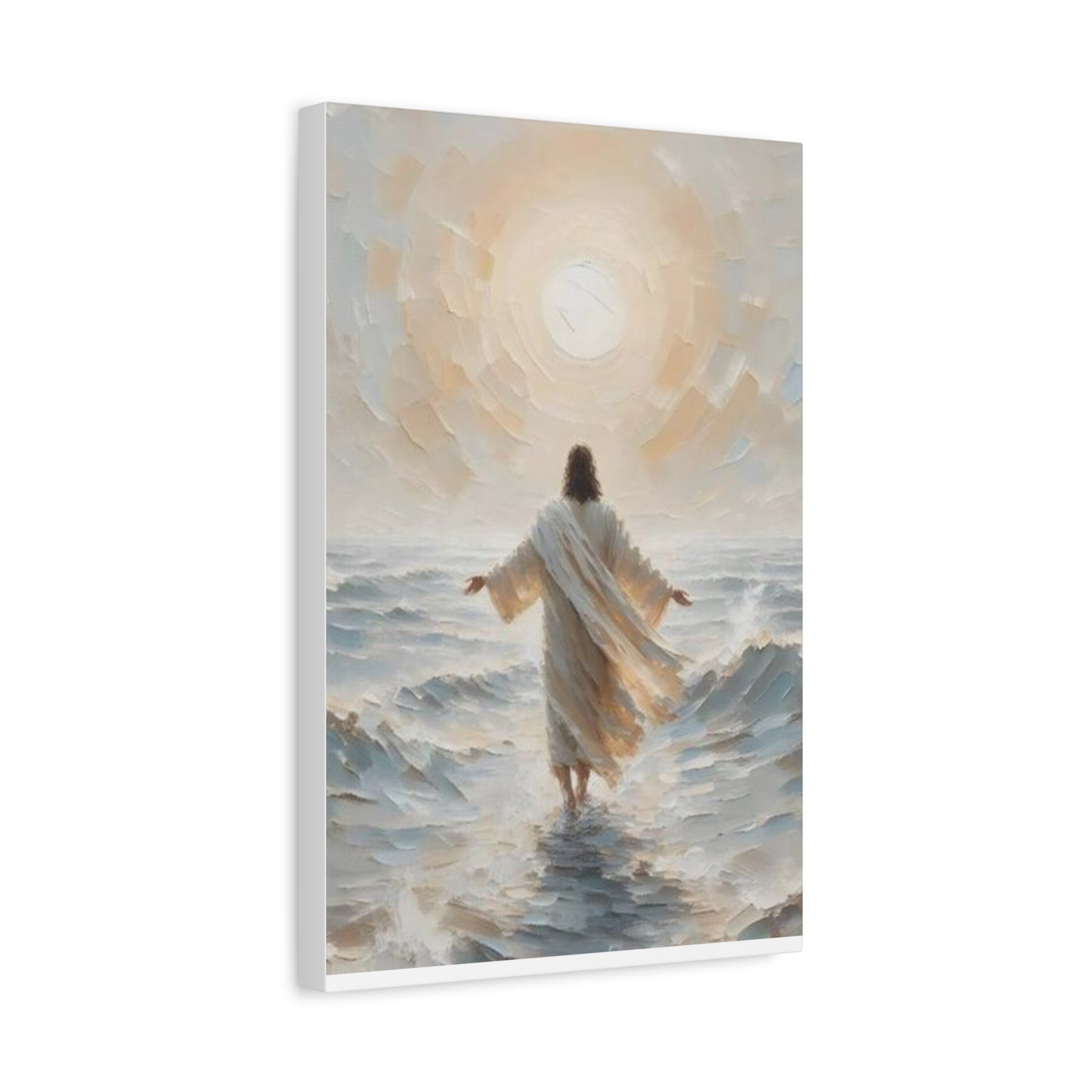 Jesus Walking on Water Canvas Wall Art – Christian Faith Ocean Artwork | Inspirational Christian Home Décor