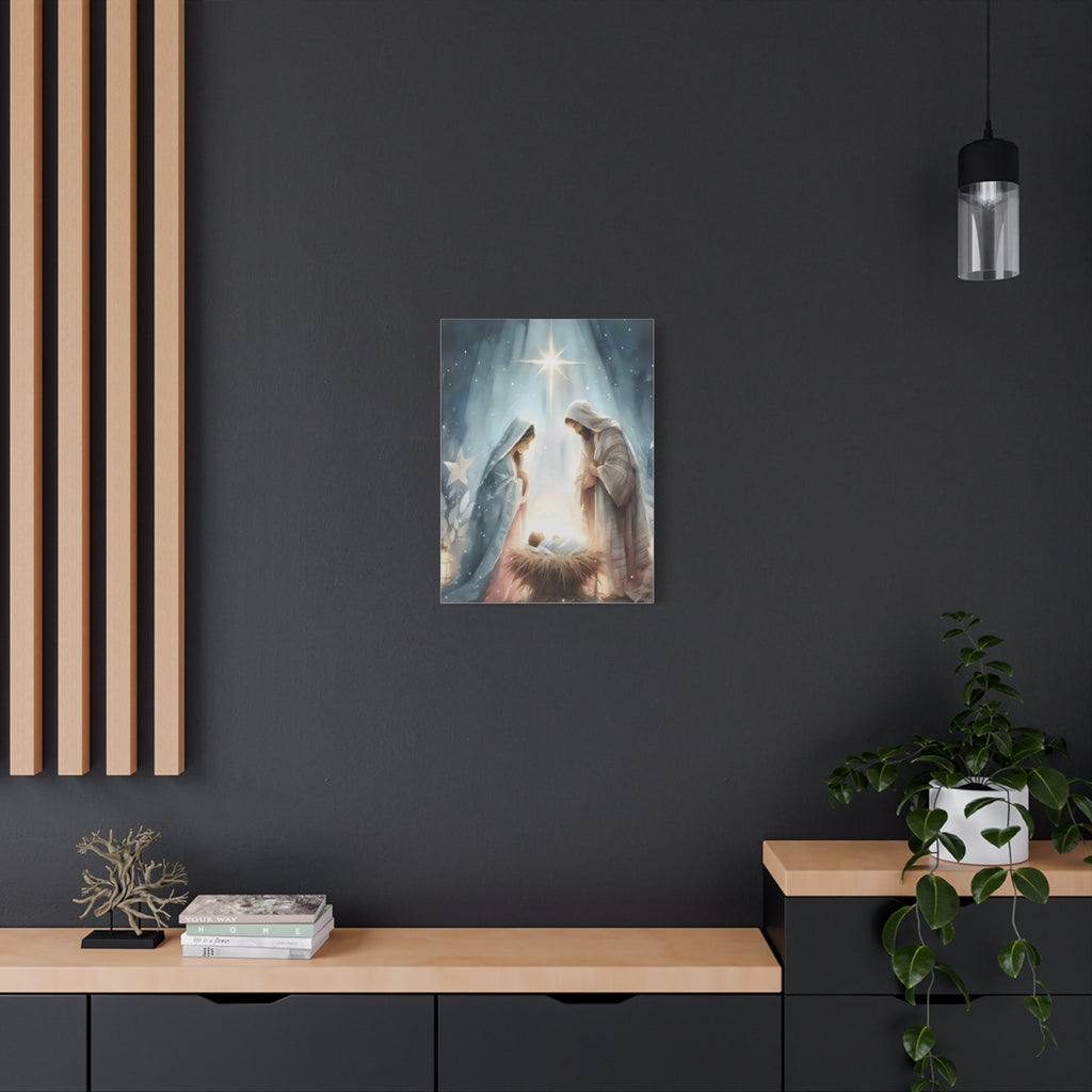 Holy Family Nativity Canvas Wall Art – Mary and Joseph Christian Christmas Artwork, Faith-Inspired Home Décor