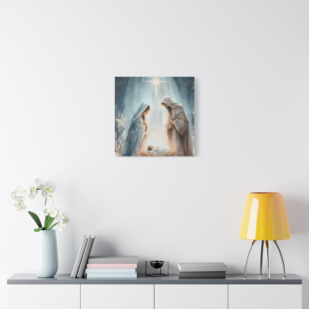 Holy Family Nativity Canvas Wall Art – Mary and Joseph Christian Christmas Artwork, Faith-Inspired Home Décor