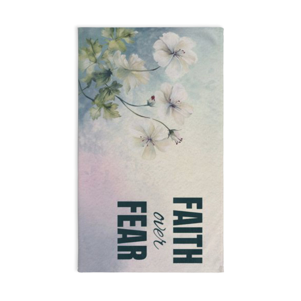 Faith Over Fear Kitchen Hand Towel | Christian Kitchen Decor | Inspirational Scripture Dish Towel | Faith-Based Home Gift