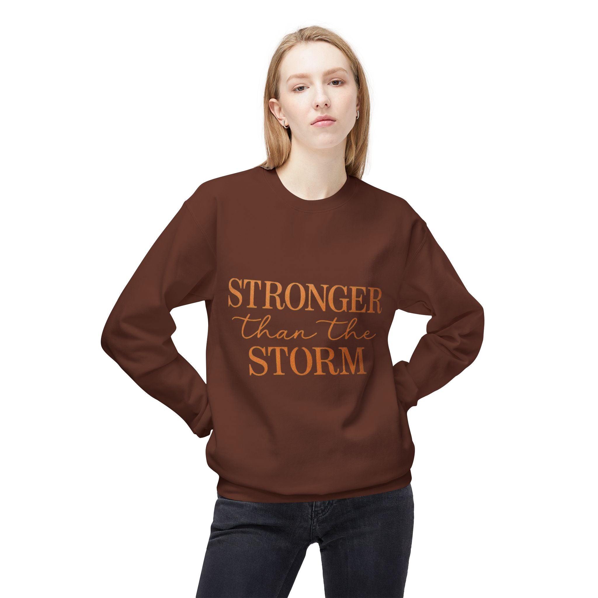 Stronger Than the Storm Sweatshirt – Inspirational Christian Crewneck | Cozy Faith-Based Encouragement Pullover