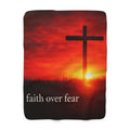 Faith Over Fear Christian Sherpa Blanket | Inspirational Scripture Throw | Cozy Faith-Based Home Decor