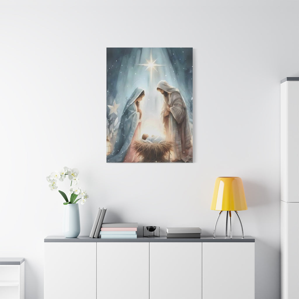 Holy Family Nativity Canvas Wall Art – Mary and Joseph Christian Christmas Artwork, Faith-Inspired Home Décor