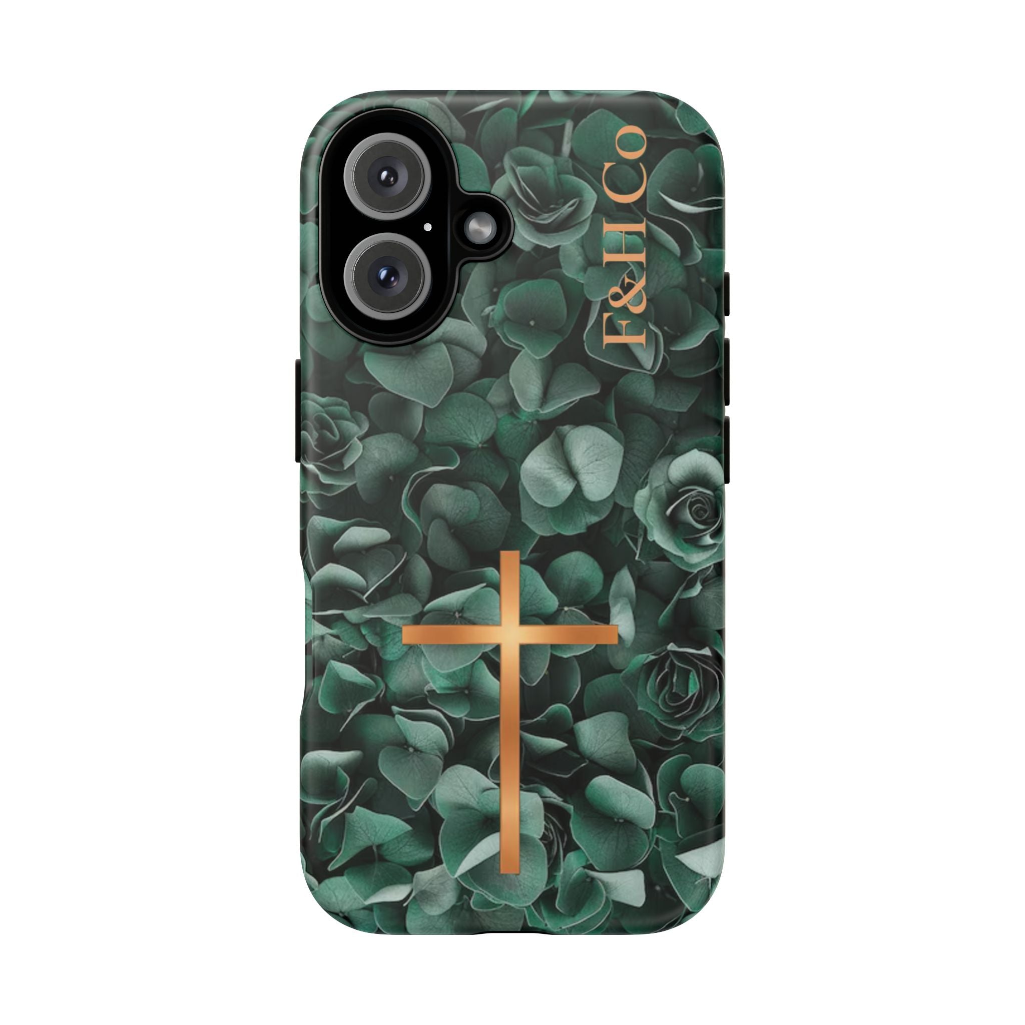 Christian Floral iPhone Case with Cross – Forest Green Faith Phone Cover | Faith & Home Co