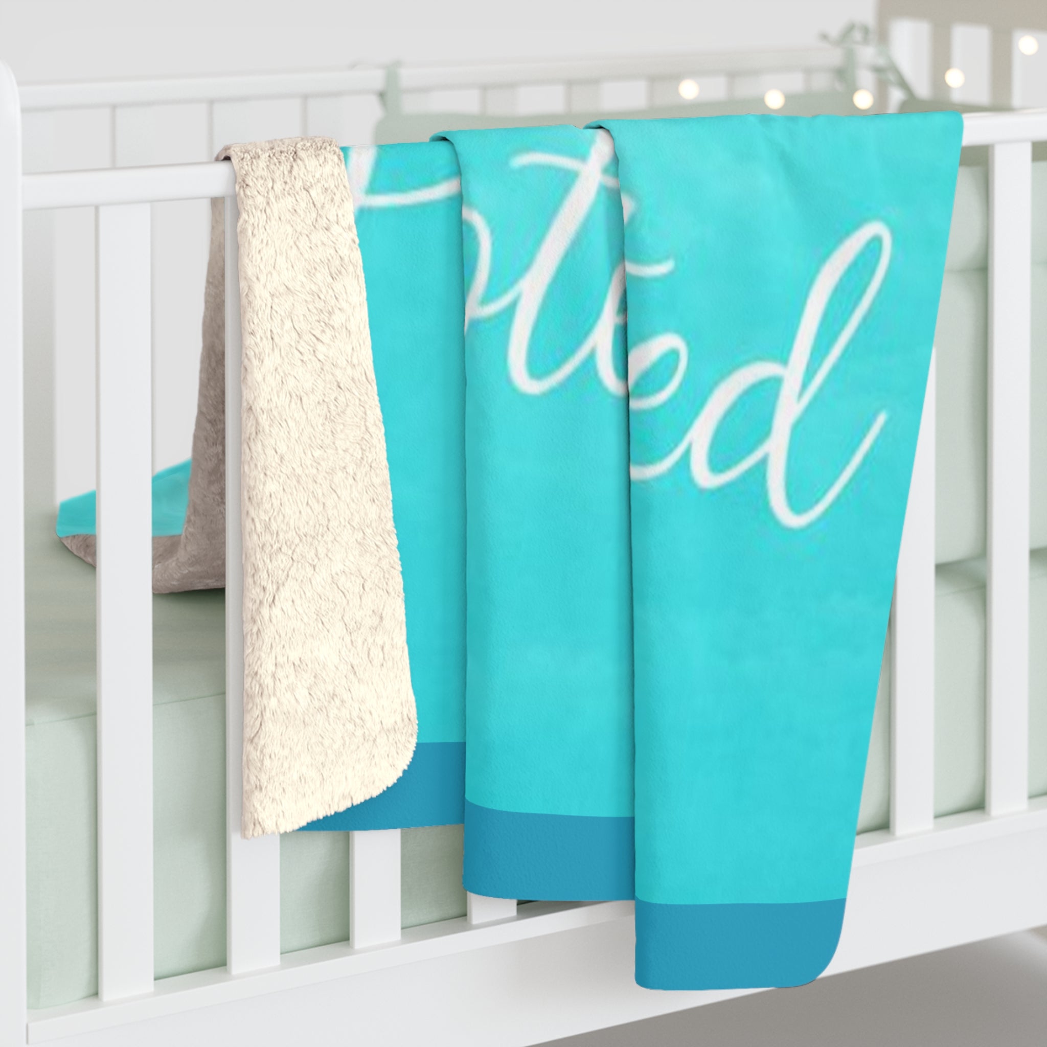 Protected Turquoise Sherpa Blanket | Christian Inspirational Throw | Cozy Faith-Based Home Decor