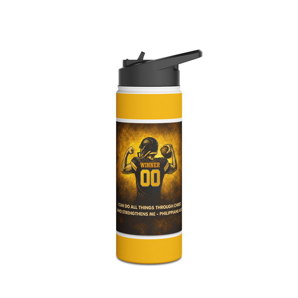 Inspirational Christian Water Bottle – “I Can Do All Things” Philippians 4:13 – Faith Motivational Sports Bottle