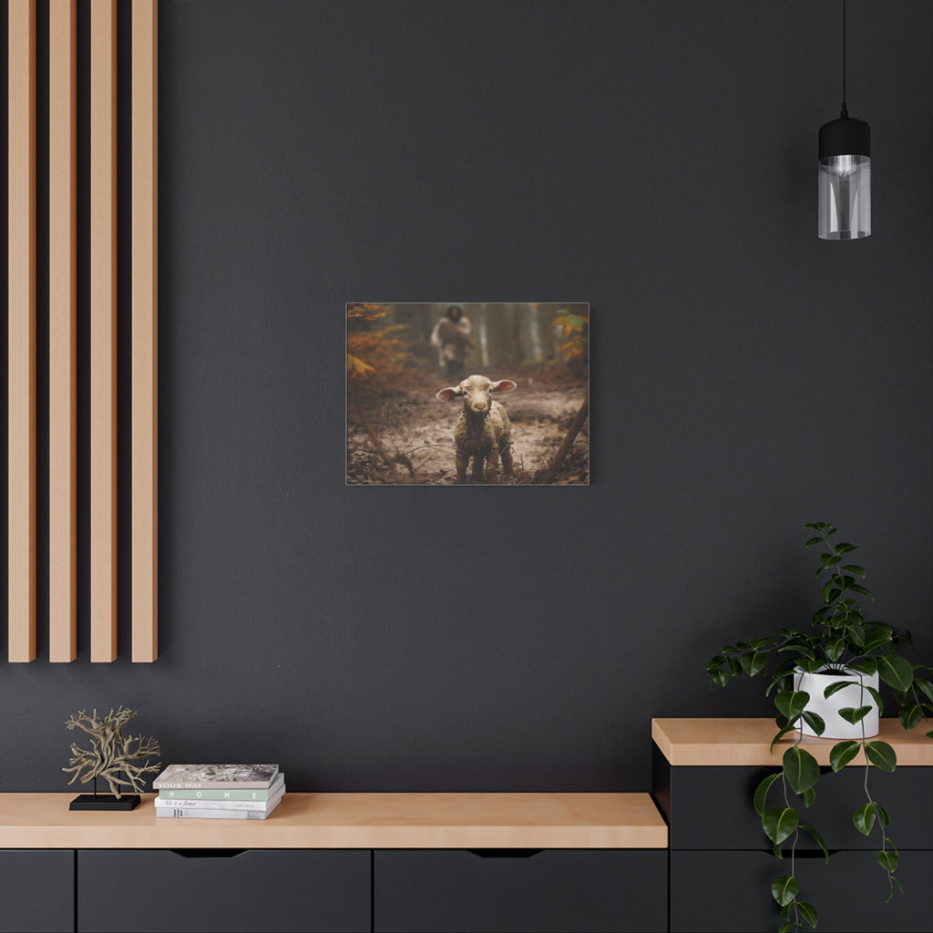 The Lost Lamb Canvas Wall Art | Faith-Inspired Christian Home Décor | Shepherd & Lamb Biblical Artwork