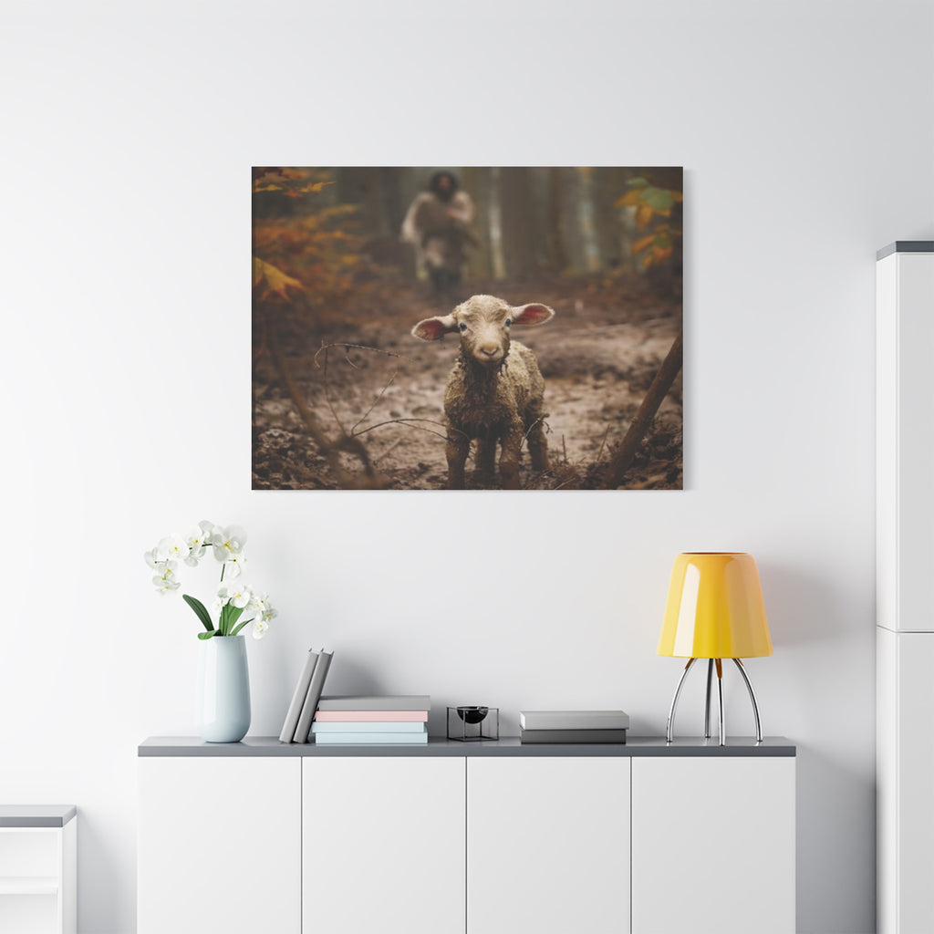 The Lost Lamb Canvas Wall Art | Faith-Inspired Christian Home Décor | Shepherd & Lamb Biblical Artwork