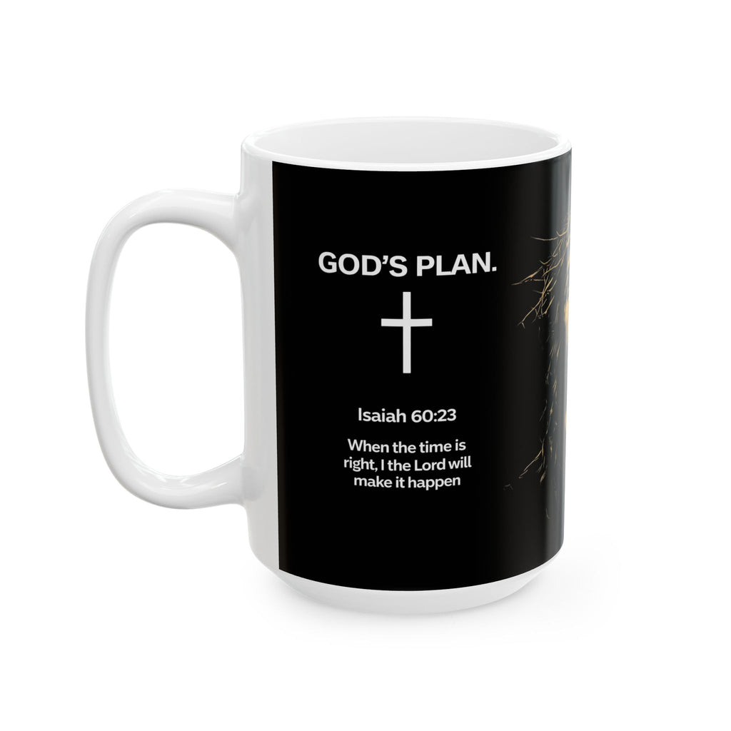 God’s Plan Christian Coffee Mug – Isaiah 60:23 Scripture Black Ceramic Cup