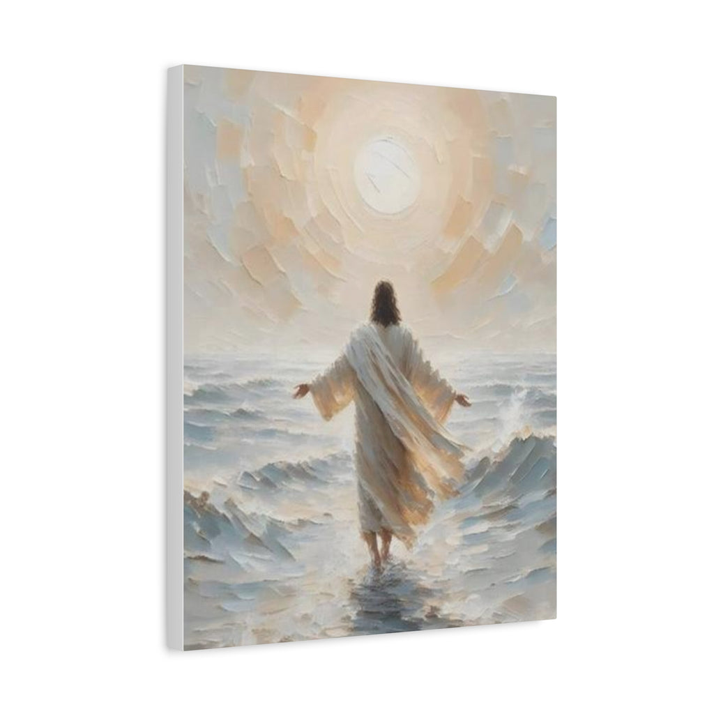 Jesus Walking on Water Canvas Wall Art – Christian Faith Ocean Artwork | Inspirational Christian Home Décor