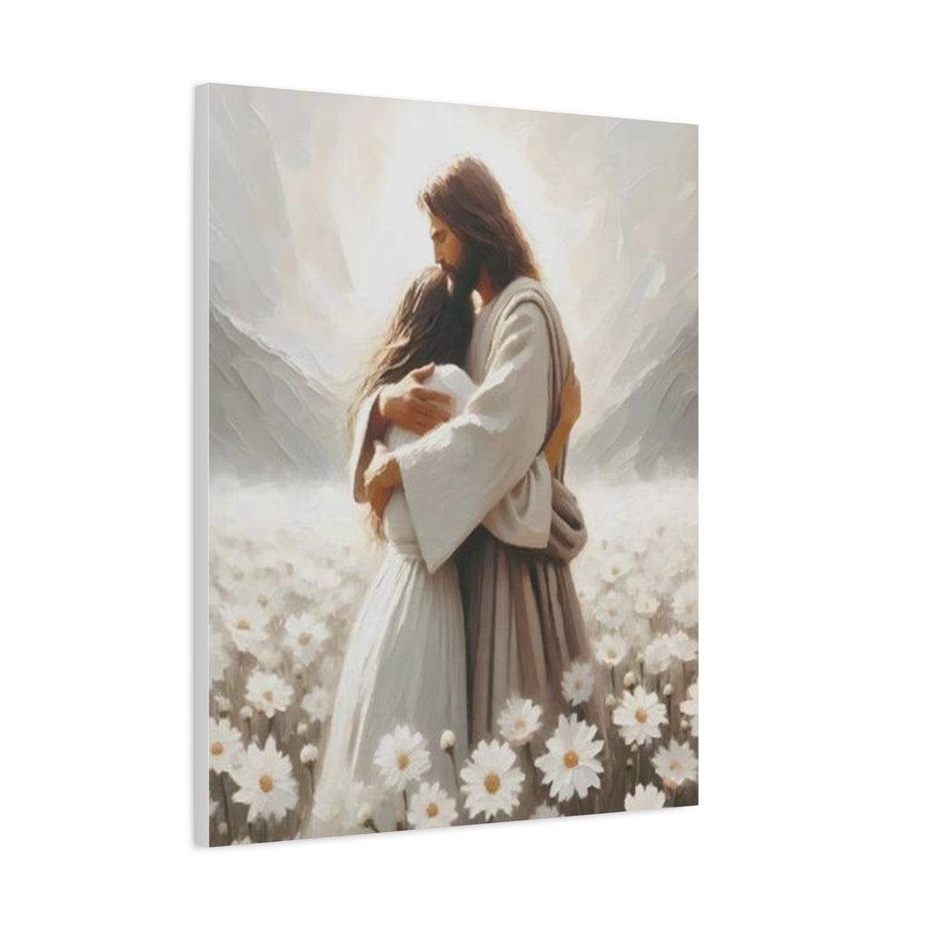 Jesus Embrace Canvas Wall Art – Christian Faith Artwork of Christ’s Love | Inspirational Christian Home Décor