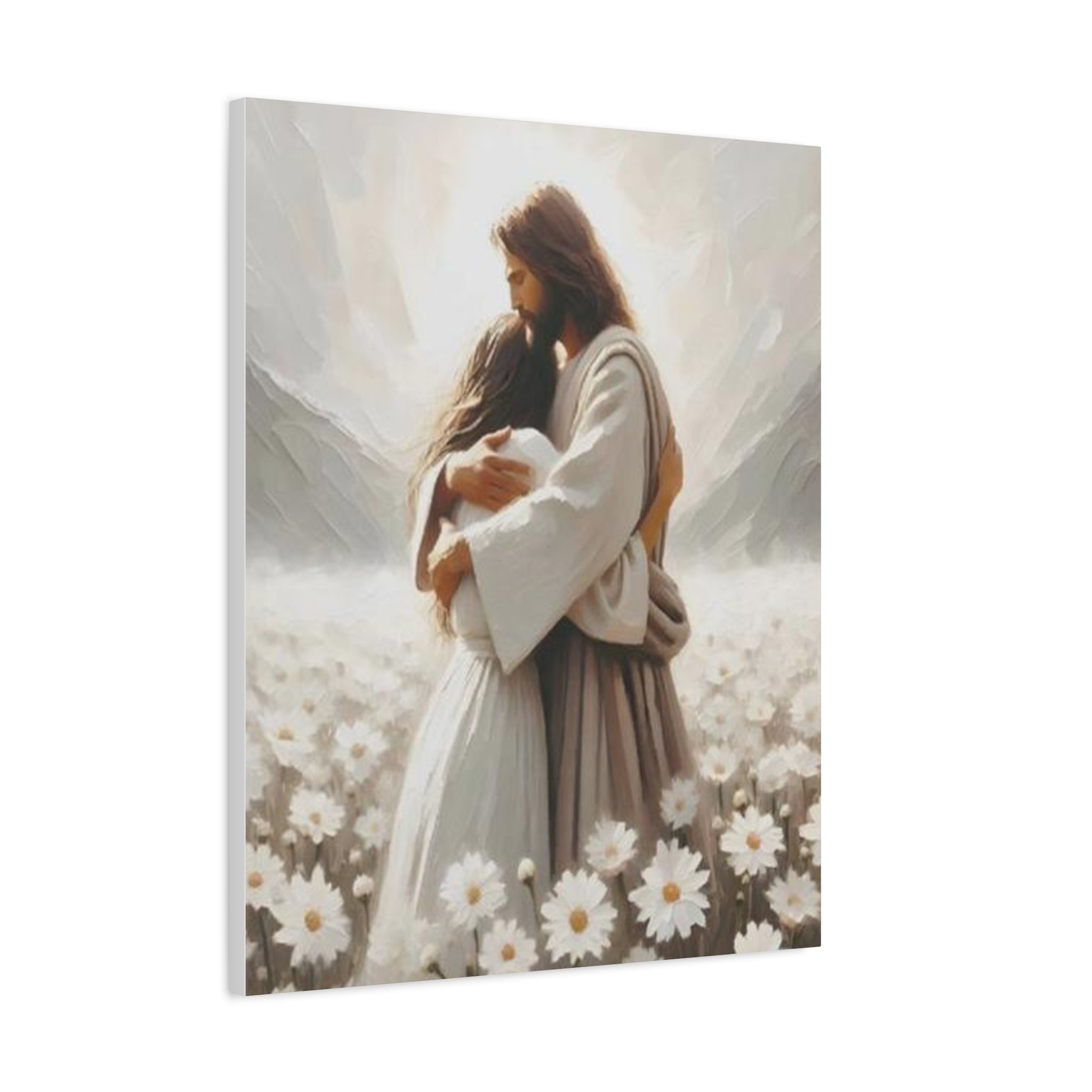 Jesus Embrace Canvas Wall Art – Christian Faith Artwork of Christ’s Love | Inspirational Christian Home Décor
