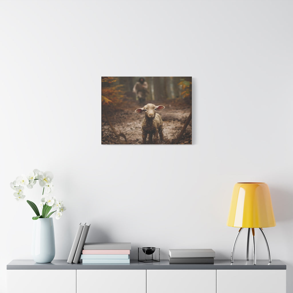 The Lost Lamb Canvas Wall Art | Faith-Inspired Christian Home Décor | Shepherd & Lamb Biblical Artwork