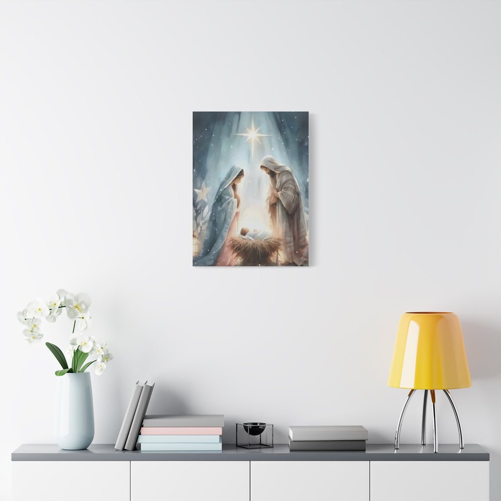 Holy Family Nativity Canvas Wall Art – Mary and Joseph Christian Christmas Artwork, Faith-Inspired Home Décor