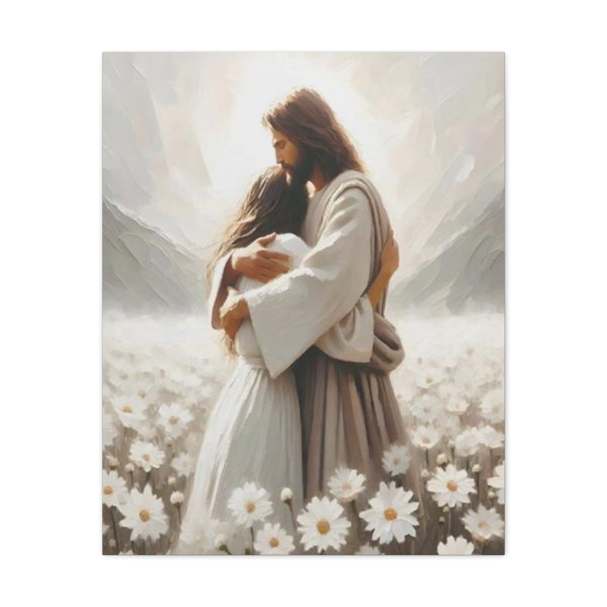 Jesus Embrace Canvas Wall Art – Christian Faith Artwork of Christ’s Love | Inspirational Christian Home Décor