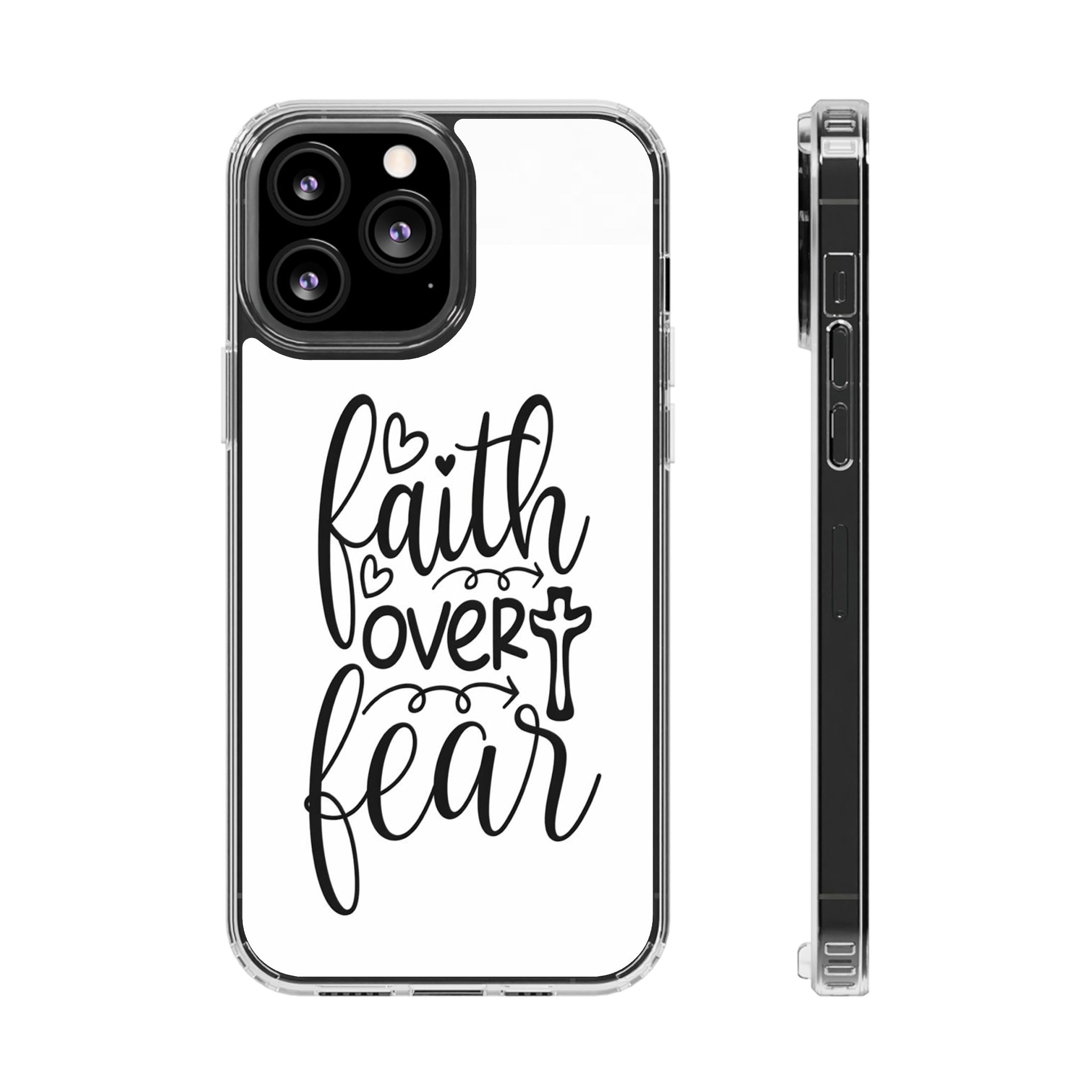 Faith Over Fear Christian Phone Case – Inspirational Scripture iPhone Case, Clear Faith-Based Protective Cover