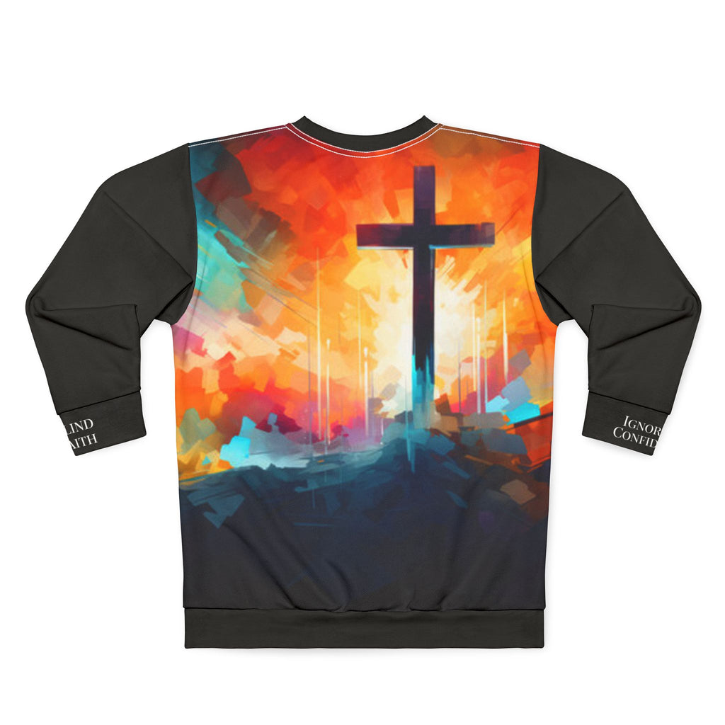 Christian Cross Sweatshirt | Colorful Sunrise Faith Pullover | Inspirational Christian Apparel | Faith and Home Co