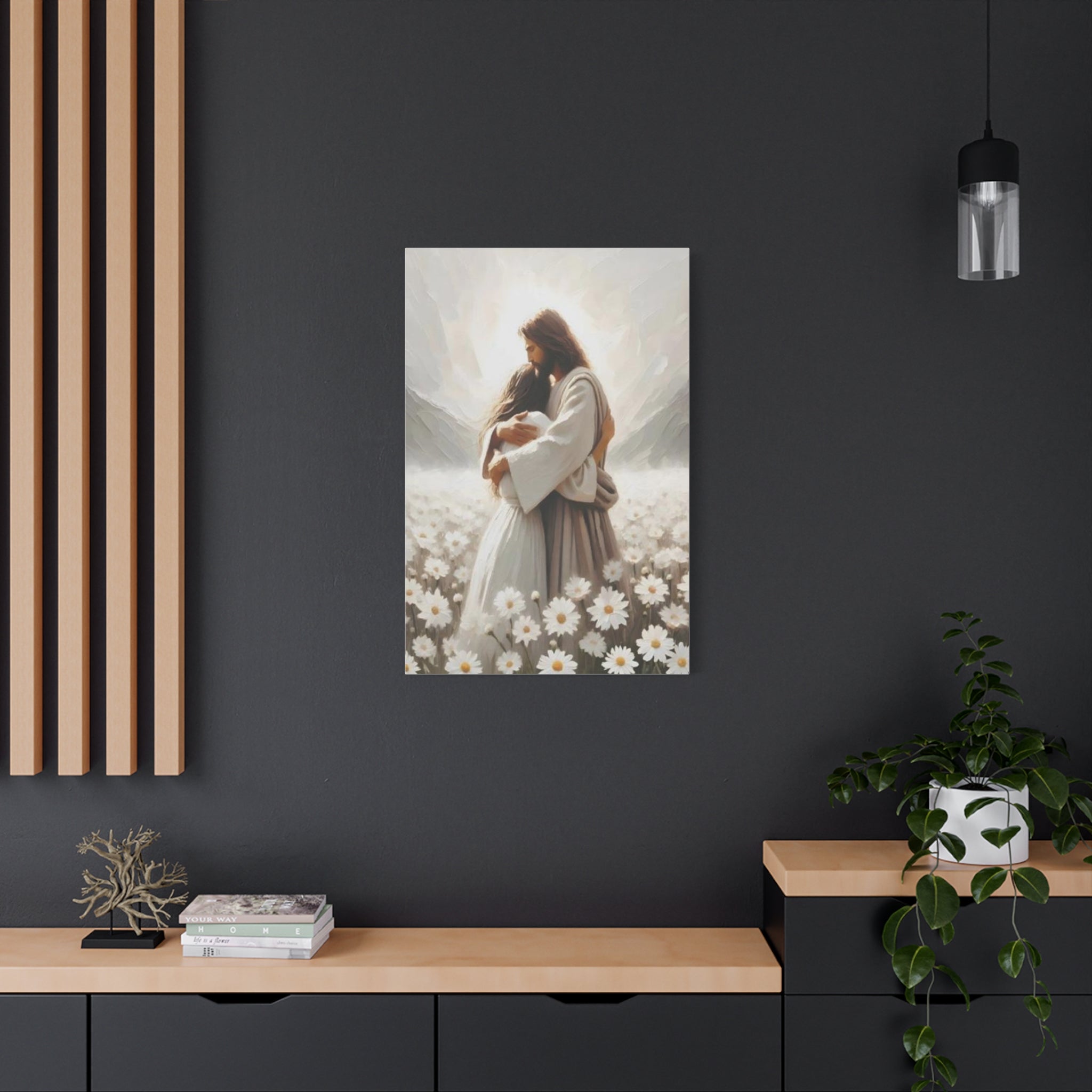 Jesus Embrace Canvas Wall Art – Christian Faith Artwork of Christ’s Love | Inspirational Christian Home Décor