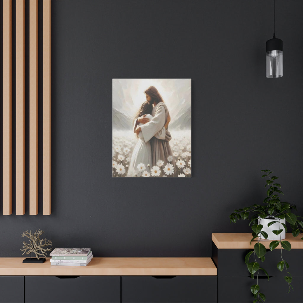 Jesus Embrace Canvas Wall Art – Christian Faith Artwork of Christ’s Love | Inspirational Christian Home Décor