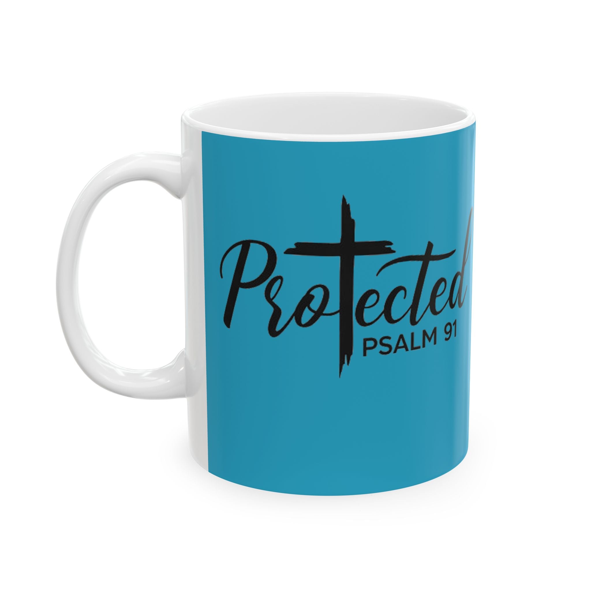 Protected Psalm 91 Christian Coffee Mug – Faith-Based Scripture Mug with Cross, Inspirational Christian Gift