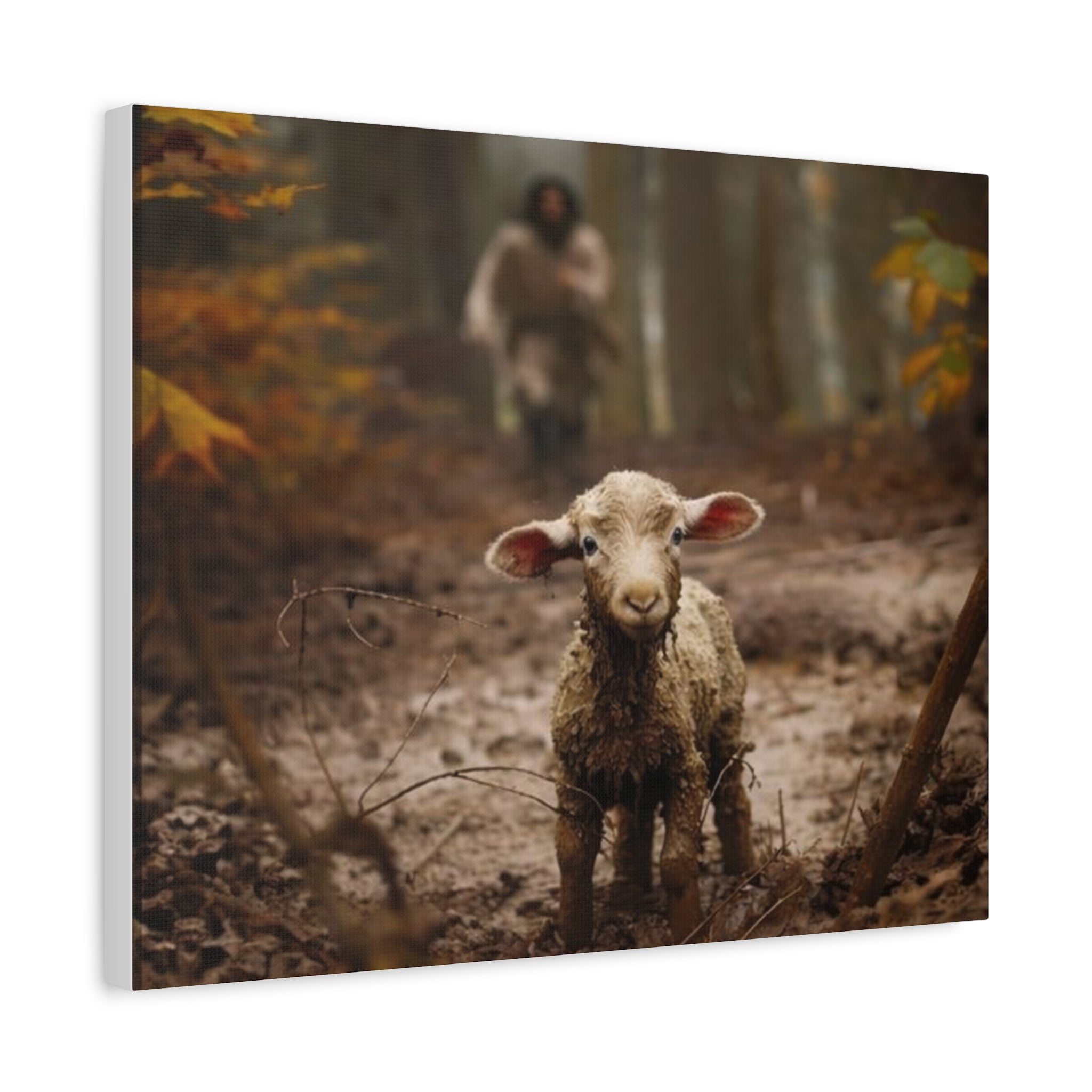 The Lost Lamb Canvas Wall Art | Faith-Inspired Christian Home Décor | Shepherd & Lamb Biblical Artwork