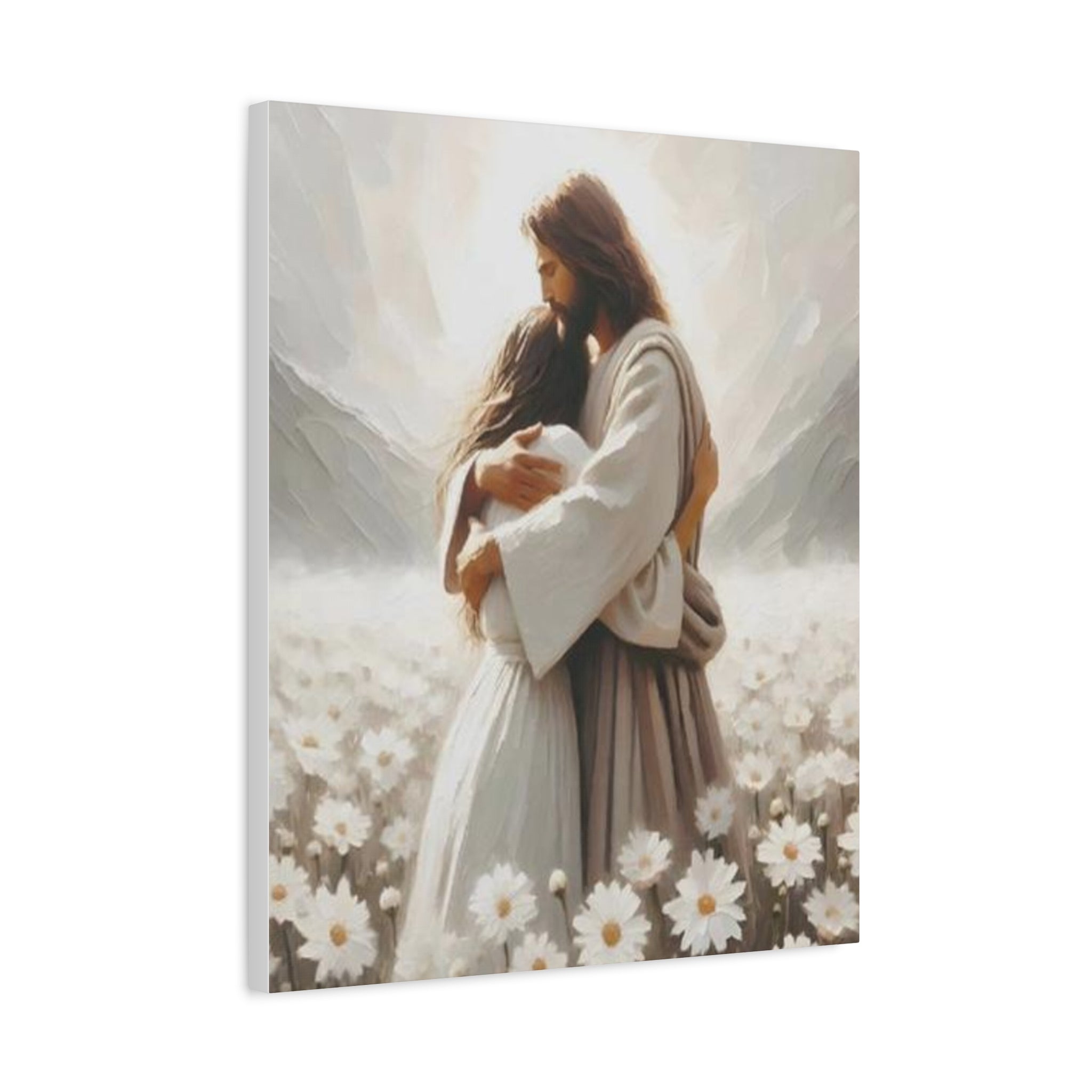 Jesus Embrace Canvas Wall Art – Christian Faith Artwork of Christ’s Love | Inspirational Christian Home Décor