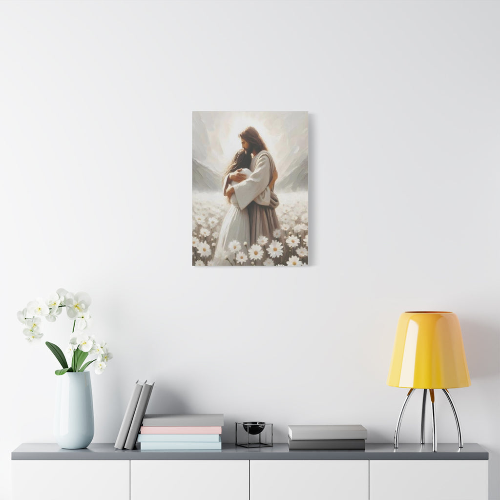 Jesus Embrace Canvas Wall Art – Christian Faith Artwork of Christ’s Love | Inspirational Christian Home Décor