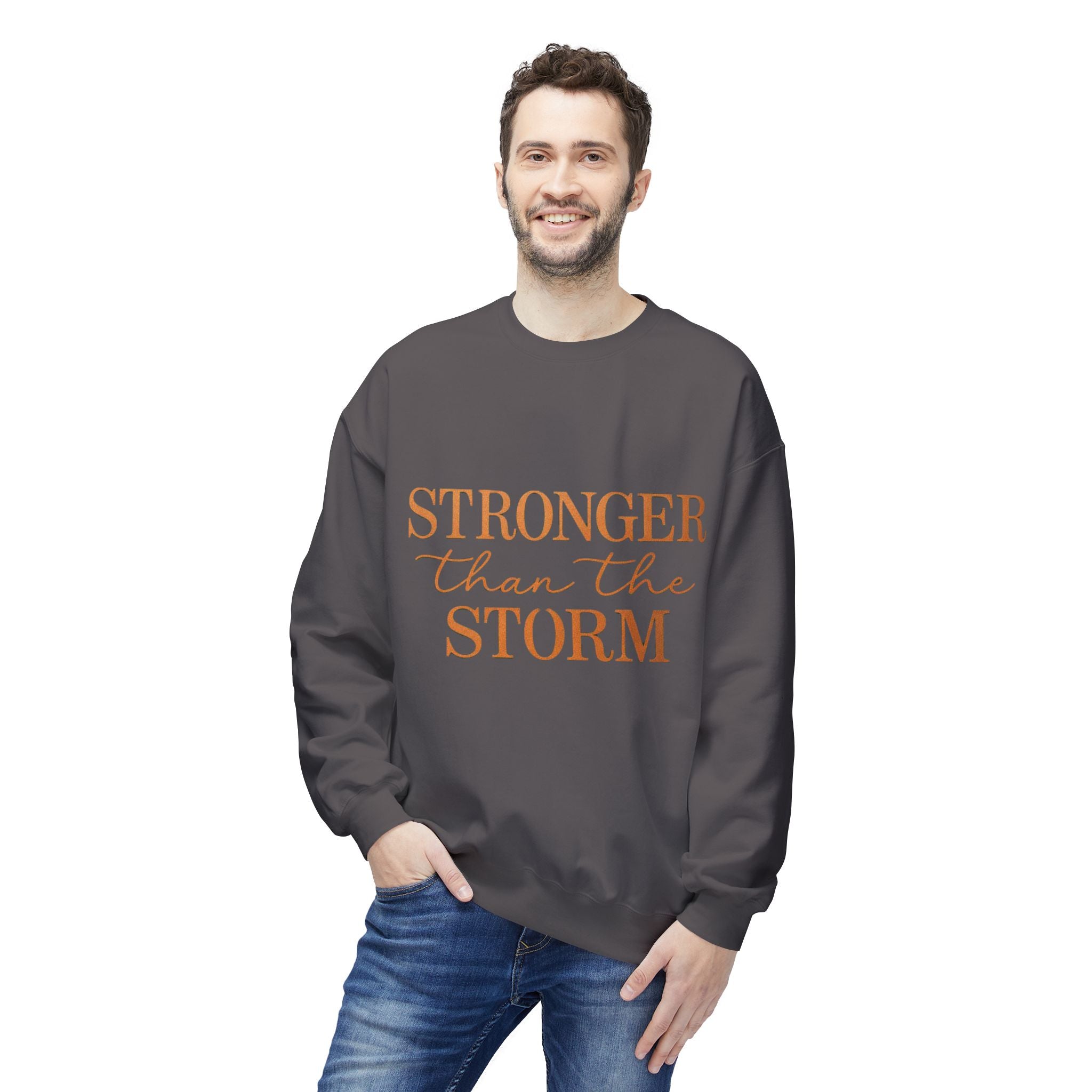 Stronger Than the Storm Sweatshirt – Inspirational Christian Crewneck | Cozy Faith-Based Encouragement Pullover