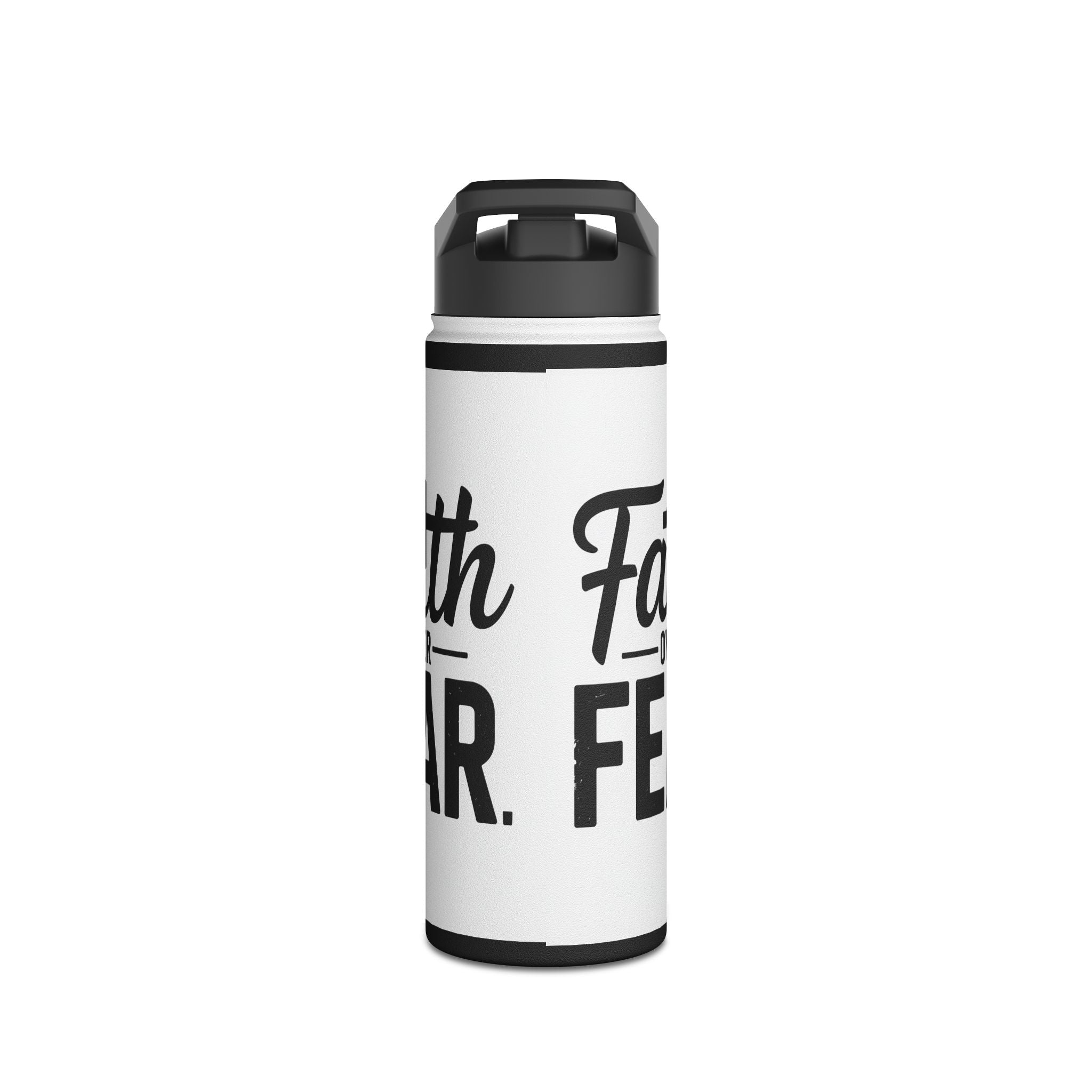 Faith Over Fear White Water Bottle | Christian Inspirational Drinkware | Faith-Based Gift