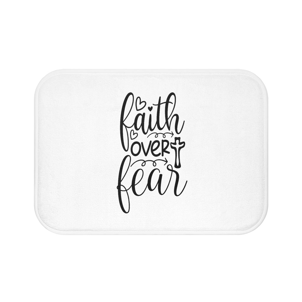 Faith Over Fear Bath Mat – Christian Bathroom Rug with Cross | Minimalist Faith Home Décor