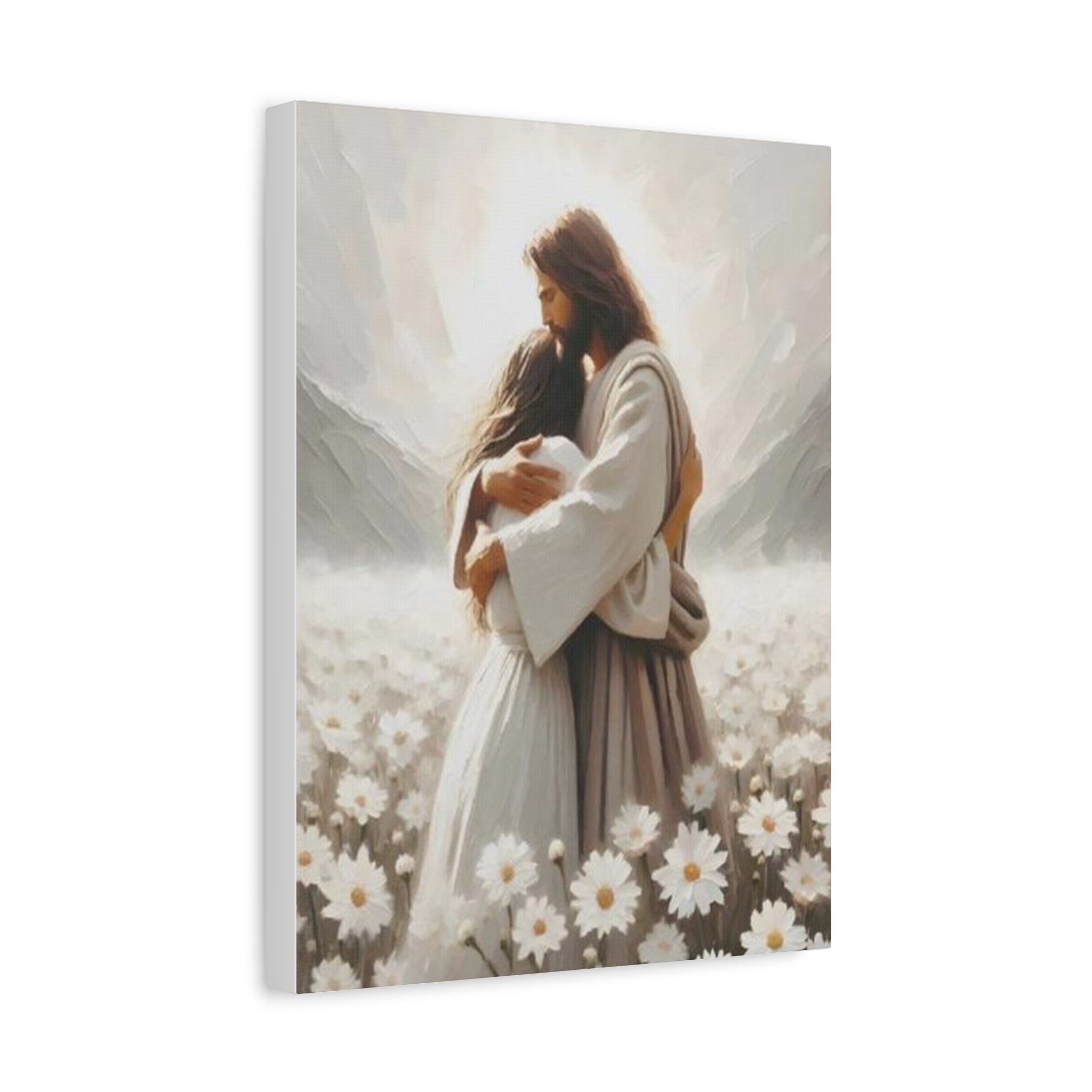 Jesus Embrace Canvas Wall Art – Christian Faith Artwork of Christ’s Love | Inspirational Christian Home Décor
