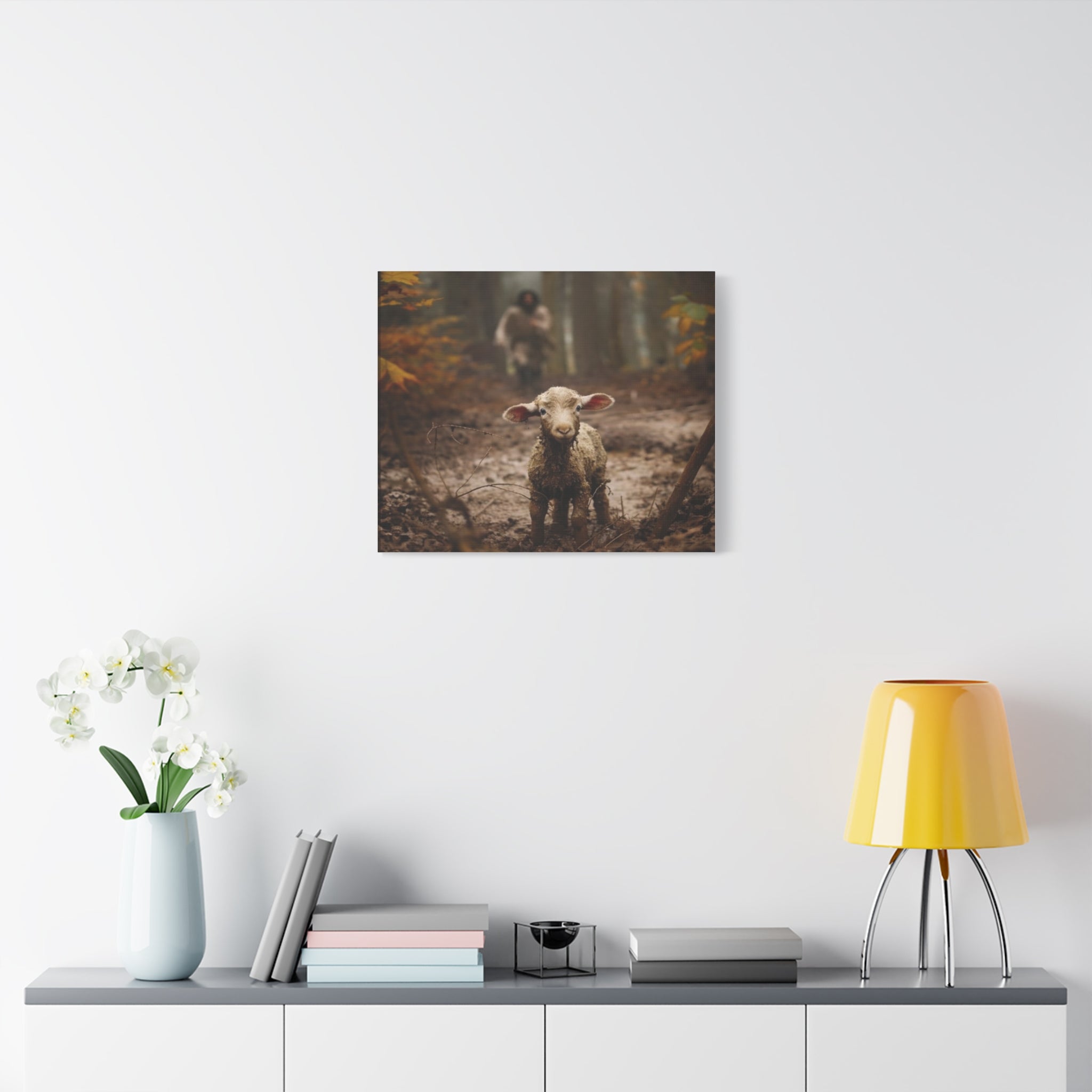 The Lost Lamb Canvas Wall Art | Faith-Inspired Christian Home Décor | Shepherd & Lamb Biblical Artwork