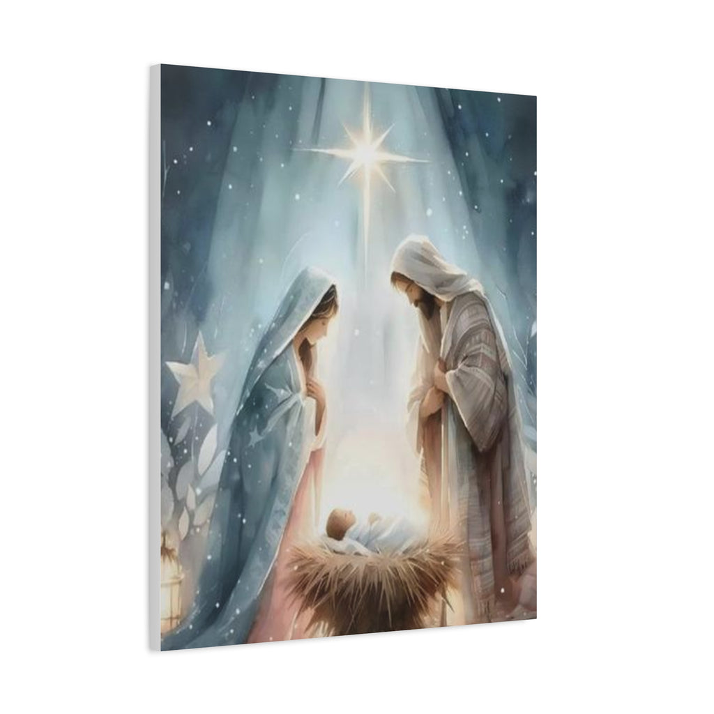 Holy Family Nativity Canvas Wall Art – Mary and Joseph Christian Christmas Artwork, Faith-Inspired Home Décor