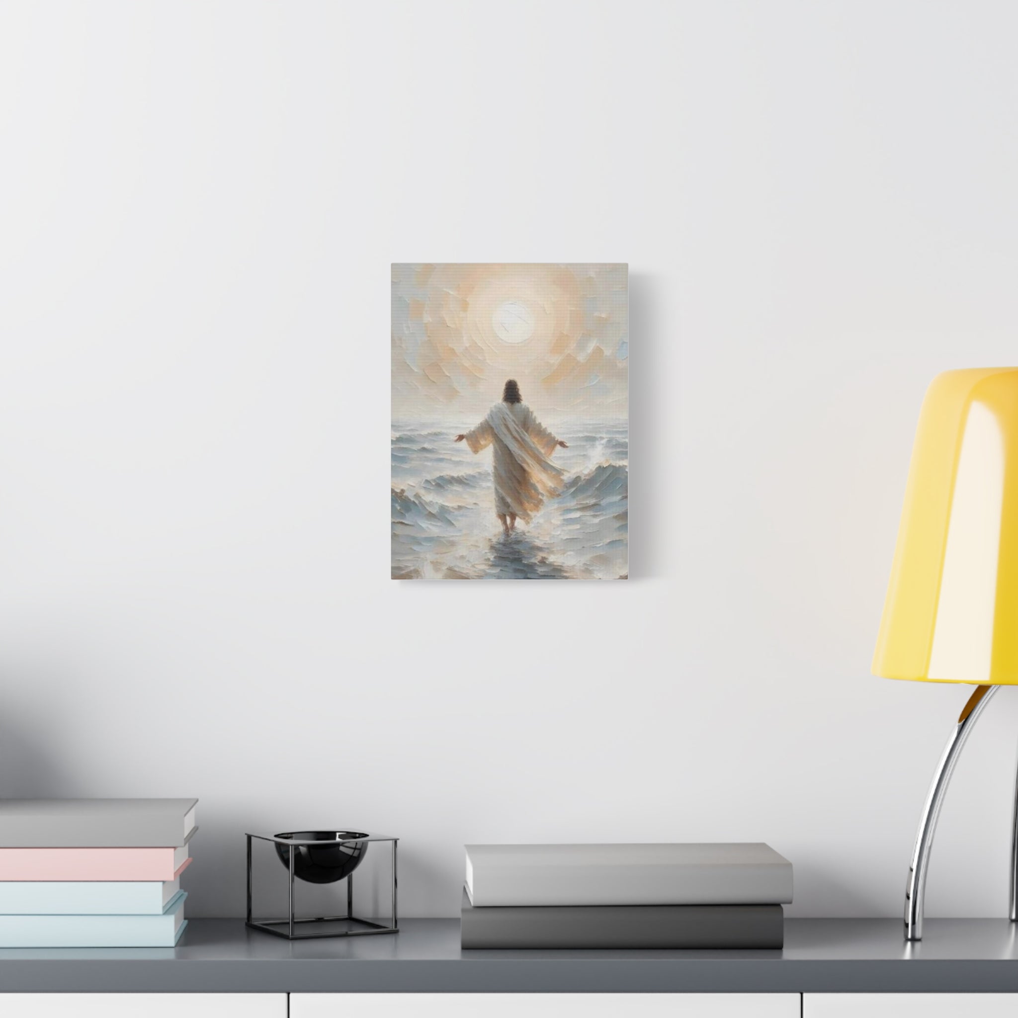 Jesus Walking on Water Canvas Wall Art – Christian Faith Ocean Artwork | Inspirational Christian Home Décor