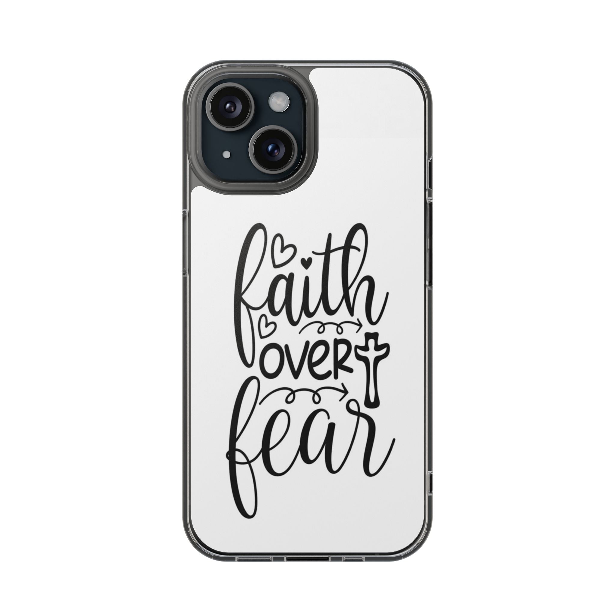 Faith Over Fear Christian Phone Case – Inspirational Scripture iPhone Case, Clear Faith-Based Protective Cover