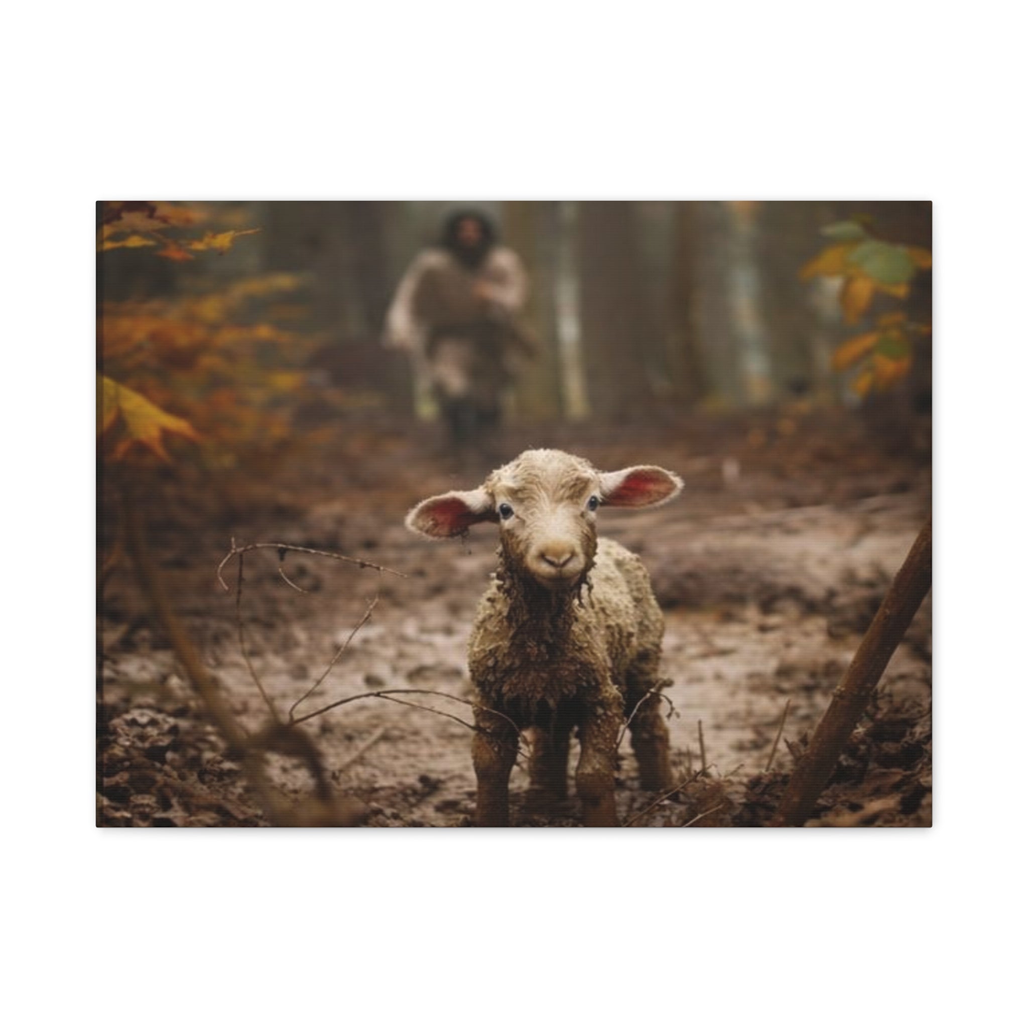 The Lost Lamb Canvas Wall Art | Faith-Inspired Christian Home Décor | Shepherd & Lamb Biblical Artwork