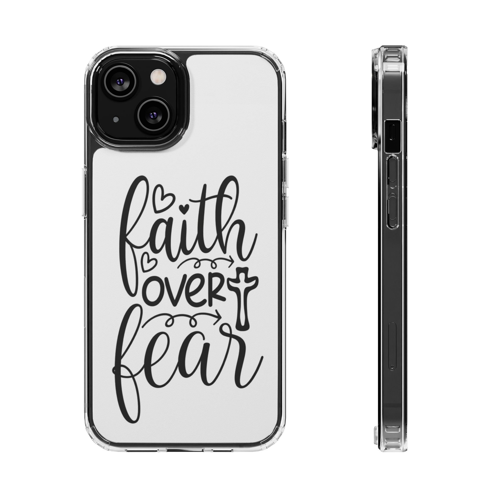 Faith Over Fear Christian Phone Case – Inspirational Scripture iPhone Case, Clear Faith-Based Protective Cover