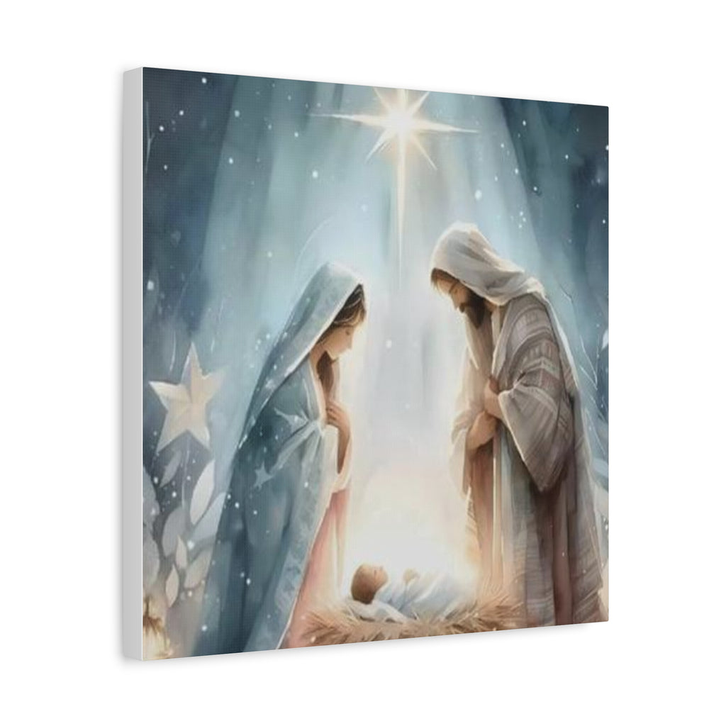Holy Family Nativity Canvas Wall Art – Mary and Joseph Christian Christmas Artwork, Faith-Inspired Home Décor
