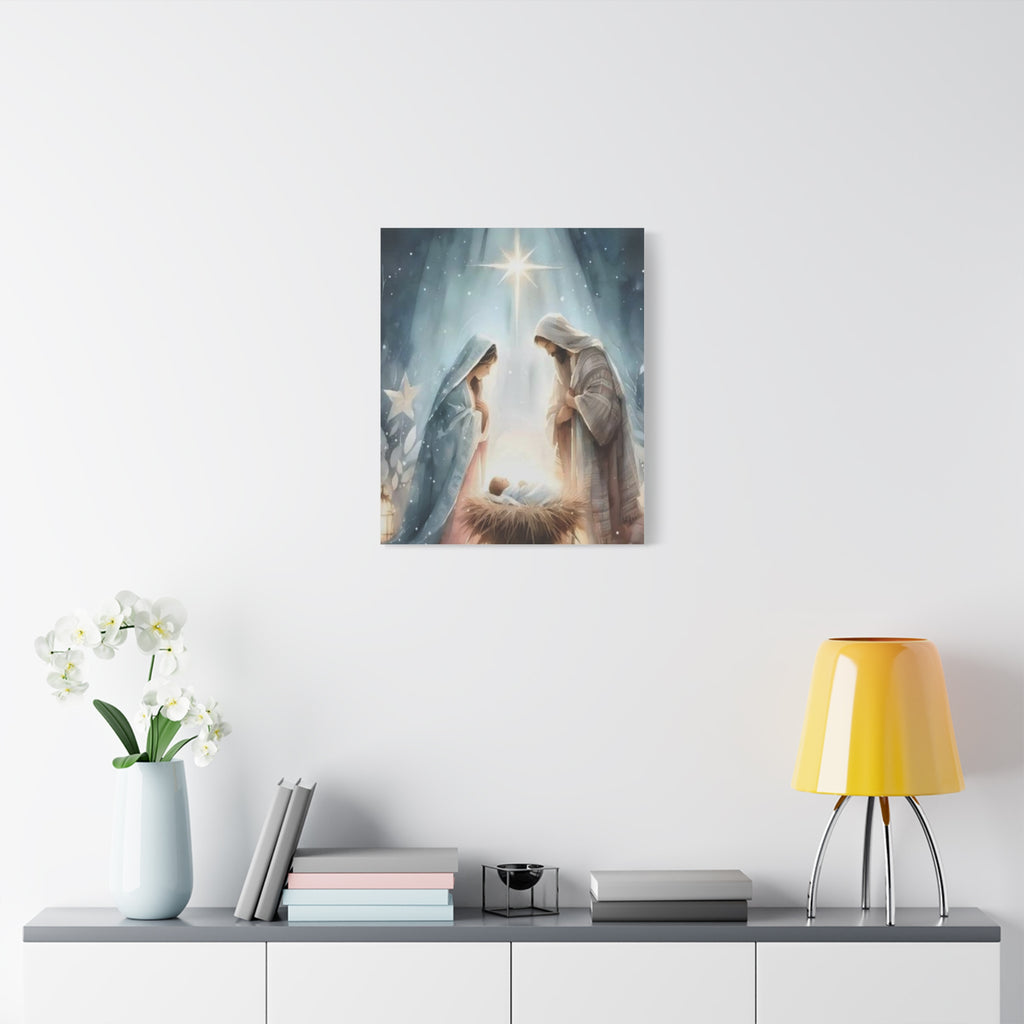Holy Family Nativity Canvas Wall Art – Mary and Joseph Christian Christmas Artwork, Faith-Inspired Home Décor