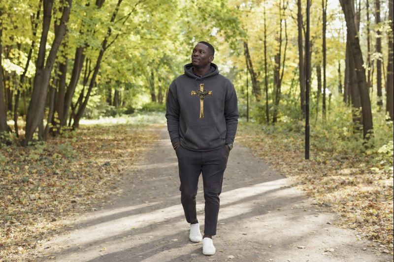 Christian Hoodie with Jesus Portrait Back Graphic – Faith-Based Unisex Sweatshirt | Inspirational Religious Apparel