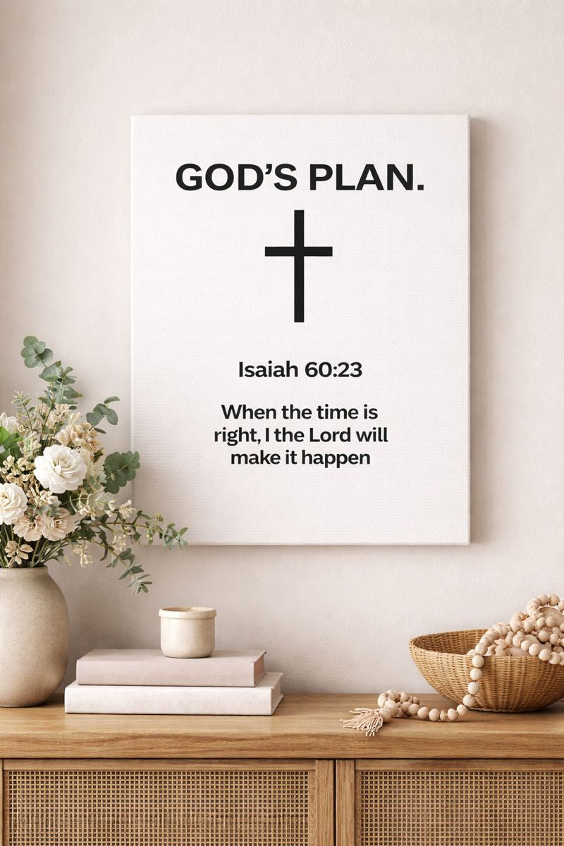 “God’s Plan” Christian Canvas Wall Art – Modern Scripture Decor for Home & Office