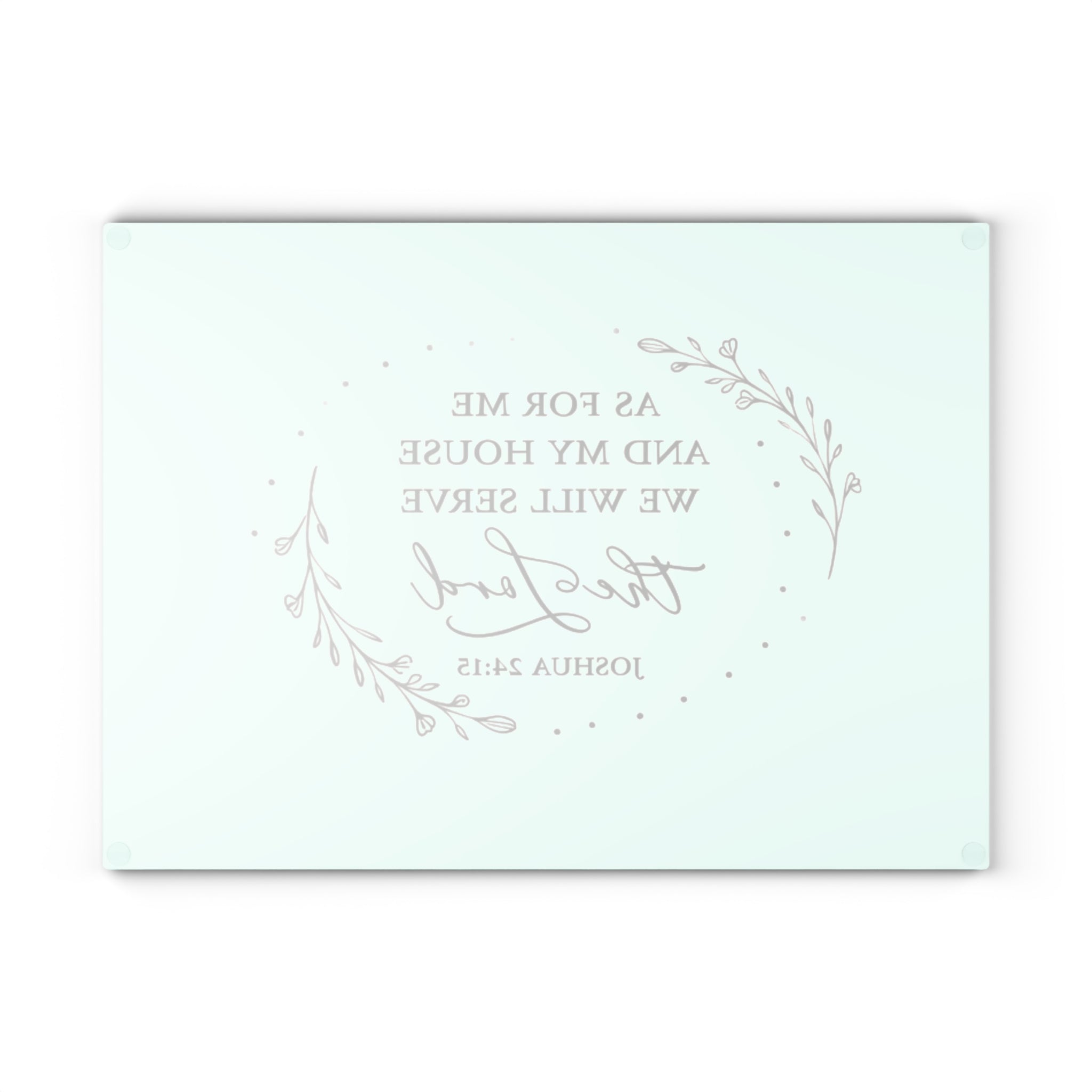 As For Me and My House Glass Cutting Board – Joshua 24:15 Christian Kitchen Decor | Faith-Based Glass Serving Board