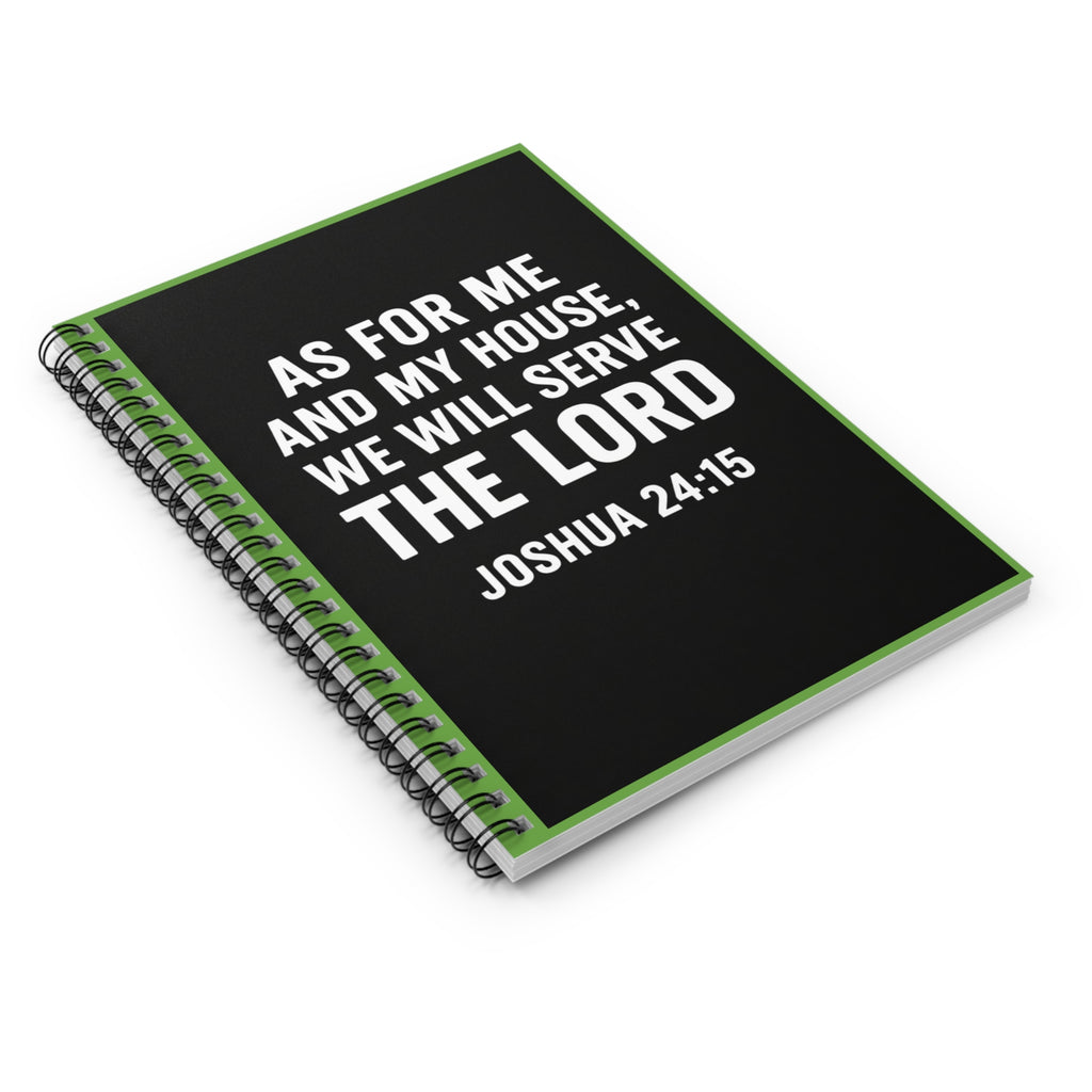 Christian Green Notebook – “As for Me and My House, We Will Serve the Lord” Joshua 24:15 – Inspirational Scripture Journal