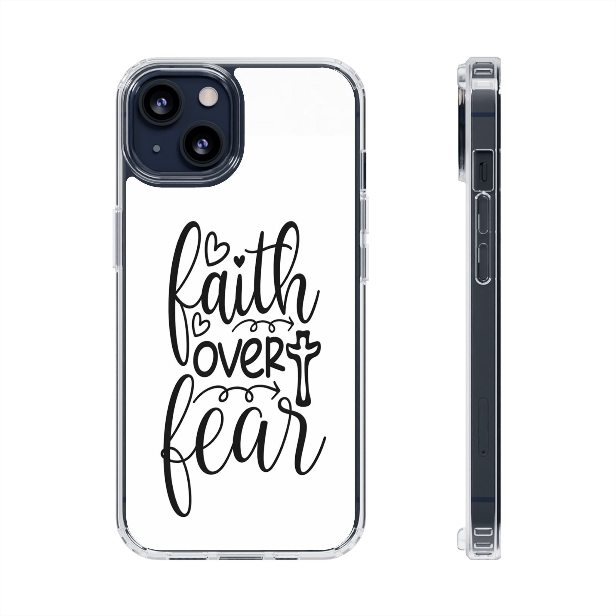 Faith Over Fear Christian Phone Case – Inspirational Scripture iPhone Case, Clear Faith-Based Protective Cover