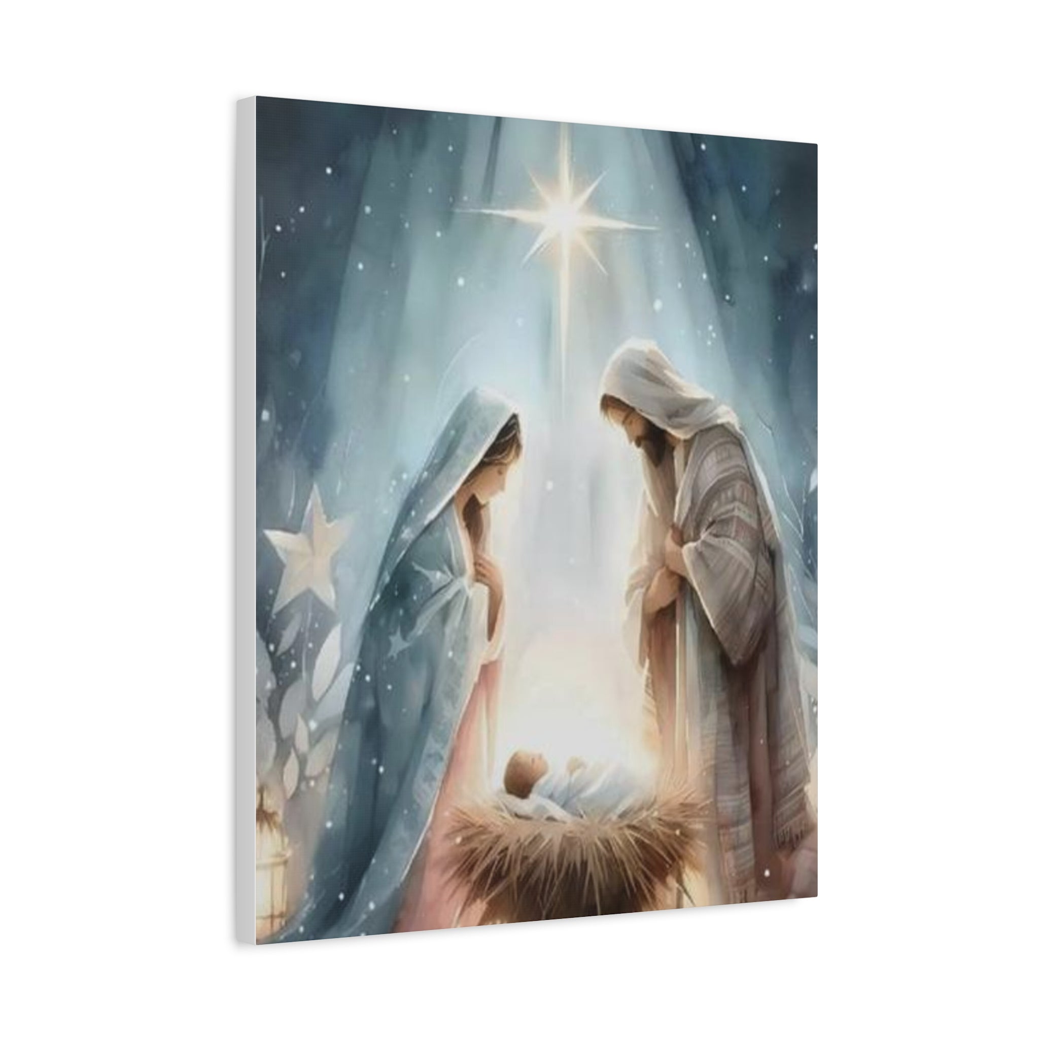 Holy Family Nativity Canvas Wall Art – Mary and Joseph Christian Christmas Artwork, Faith-Inspired Home Décor